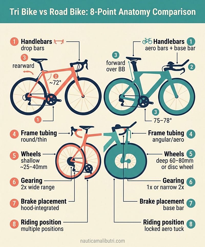 Tri Bike vs Road Bike - 8-Point Anatomy Comparison