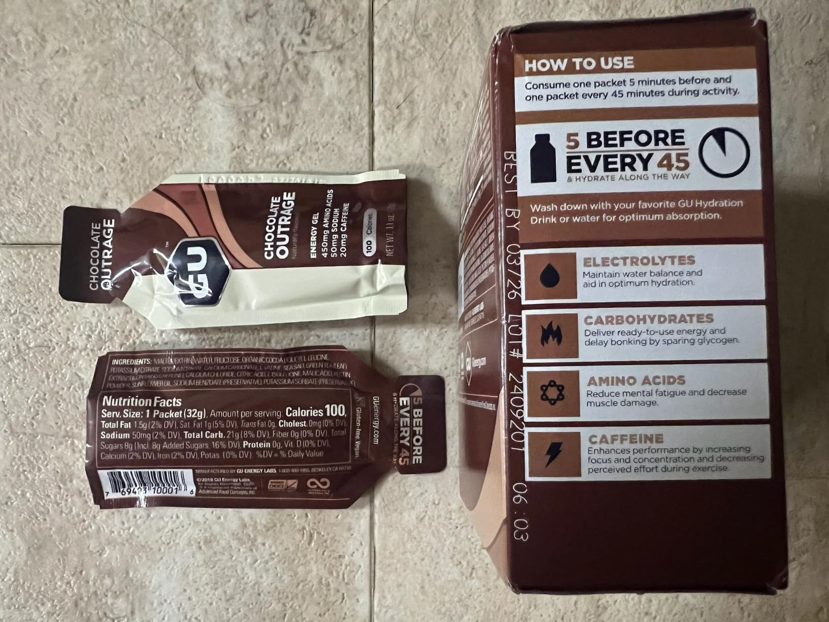 GU Energy Original Sports Nutrition Energy Gel, Chocolate Outrage, 24 Count Box customer photo 1