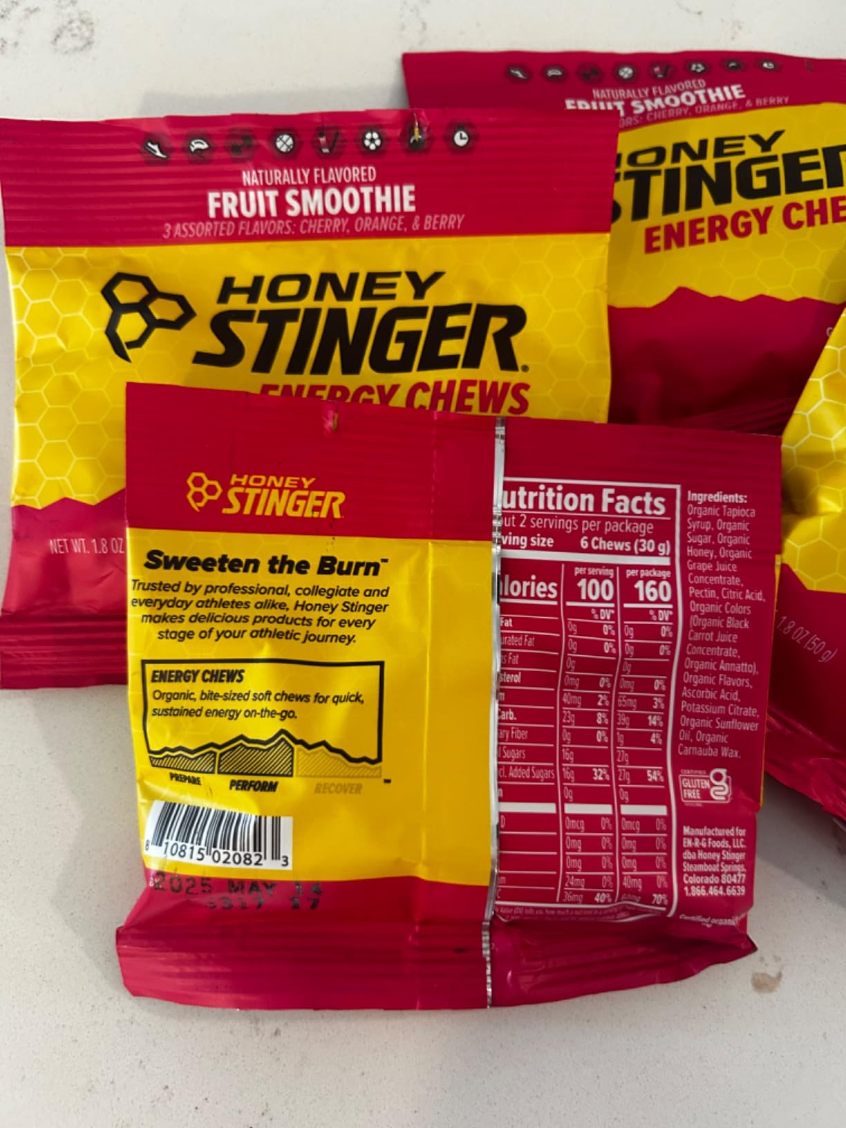 Honey Stinger Organic Fruit Smoothie Energy Chew, Gluten Free & Caffeine Free, for Exercise, Running and Performance, Sports Nutrition for Home & Gym, Pre and Mid Workout, 21.6 Ounces (Pack of 12) customer photo 2