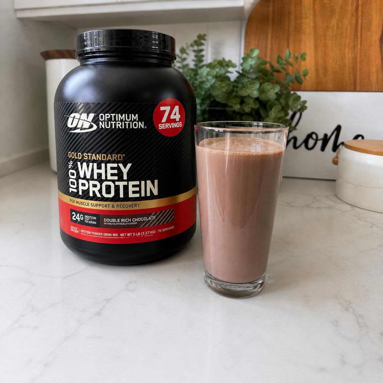 Optimum Nutrition Gold Standard 100% Whey Protein Powder, Double Rich Chocolate, 1.98 Pound (Packaging May Vary) customer photo 1