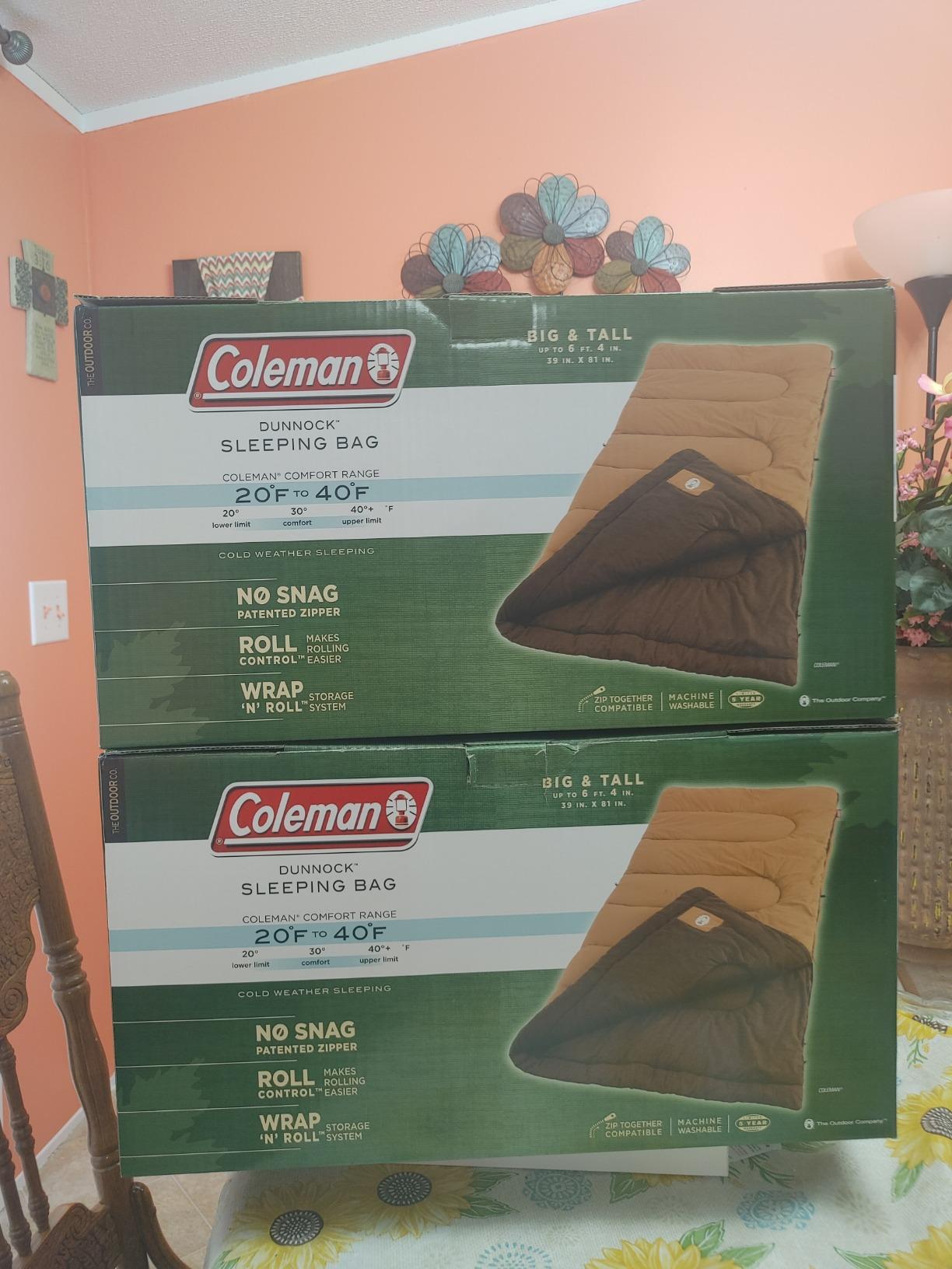 Coleman Dunnock 20°F Big 'n Tall Sleeping Bag, Cold-Weather Sleeping Bag Fits Adults up to 6ft 4in customer photo 2
