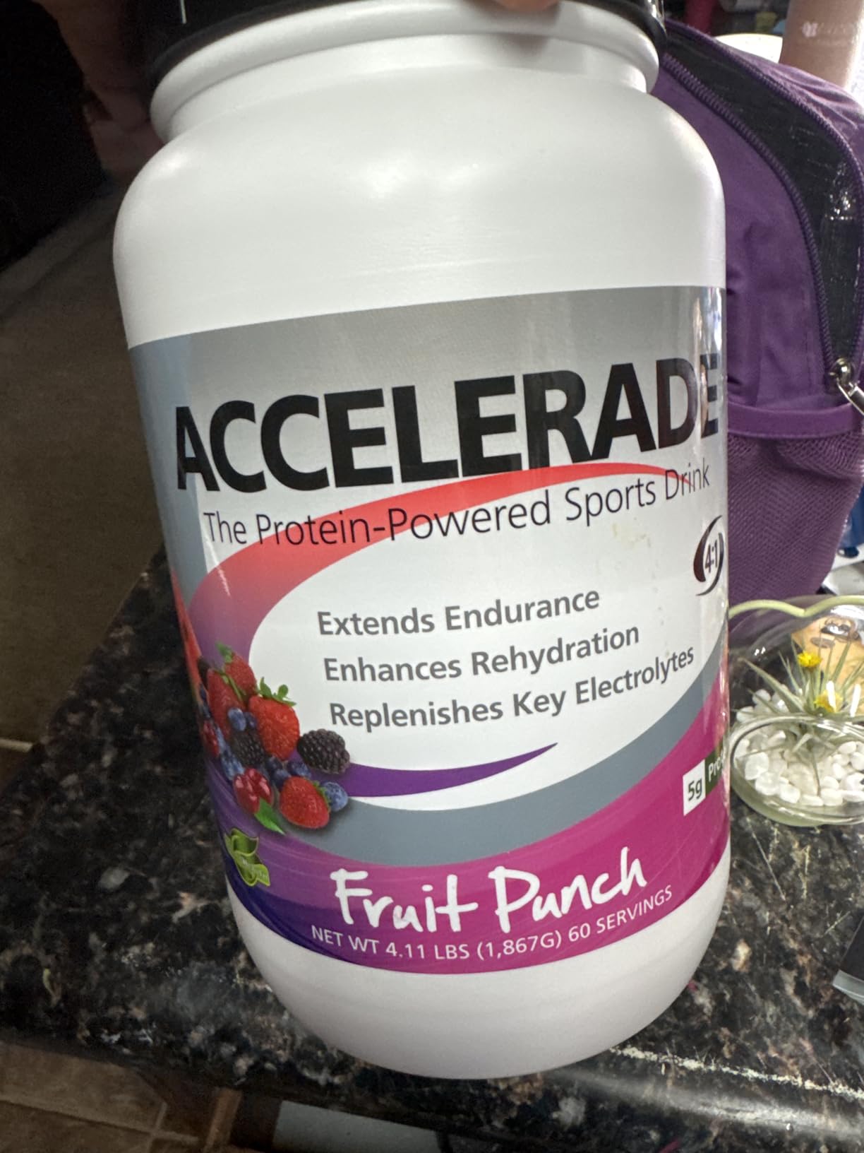 Accelerade by PacificHealth - All Natural Sport Hydration Drink Mix with Protein + Carbs & Electrolytes - for Superior Energy Replenishment, Endurance & Rehydration - 60 Servings (Fruit Punch) customer photo 1