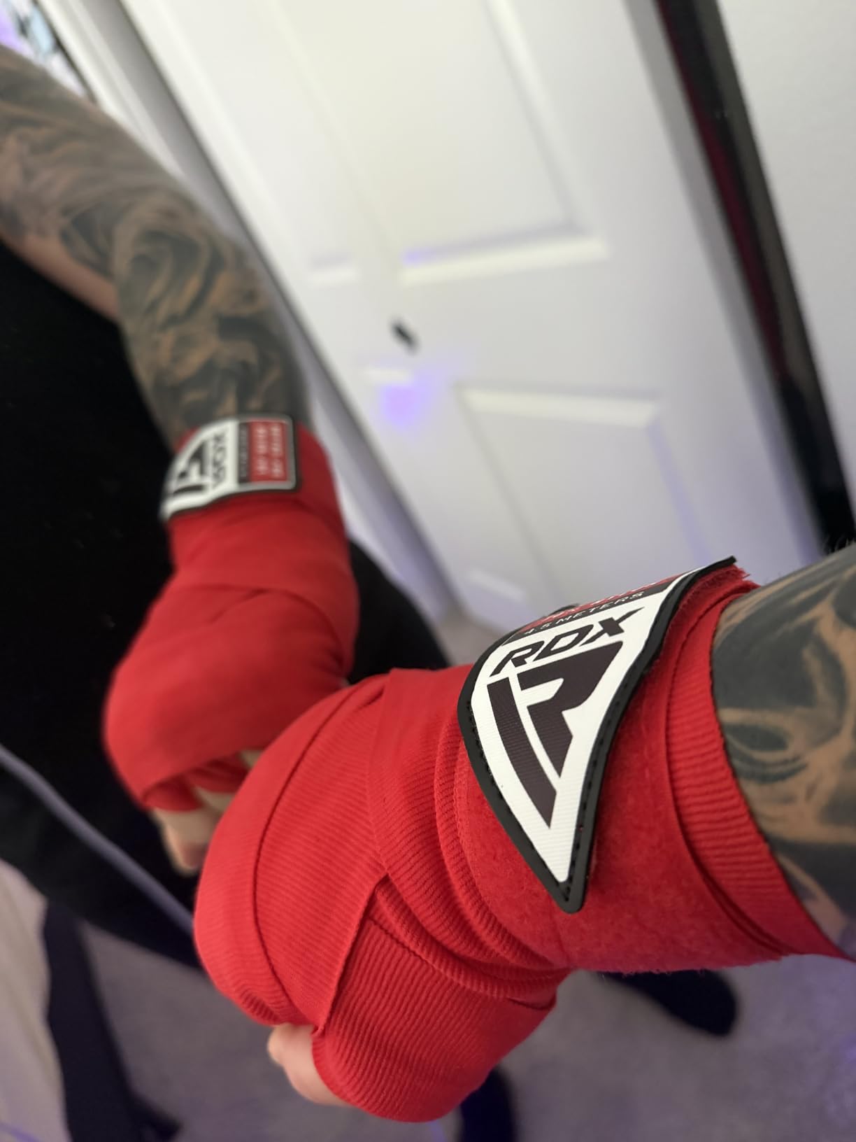 RDX Boxing Hand Wraps 4.5M / 180 Inches - Mexican Style Semi-Elastic MMA Inner Gloves - Wrist Support for Muay Thai, Kickboxing, BJJ, Karate - Thumb Loop & Hook and Loop Closure - Cotton & Nylon Blend customer photo 1