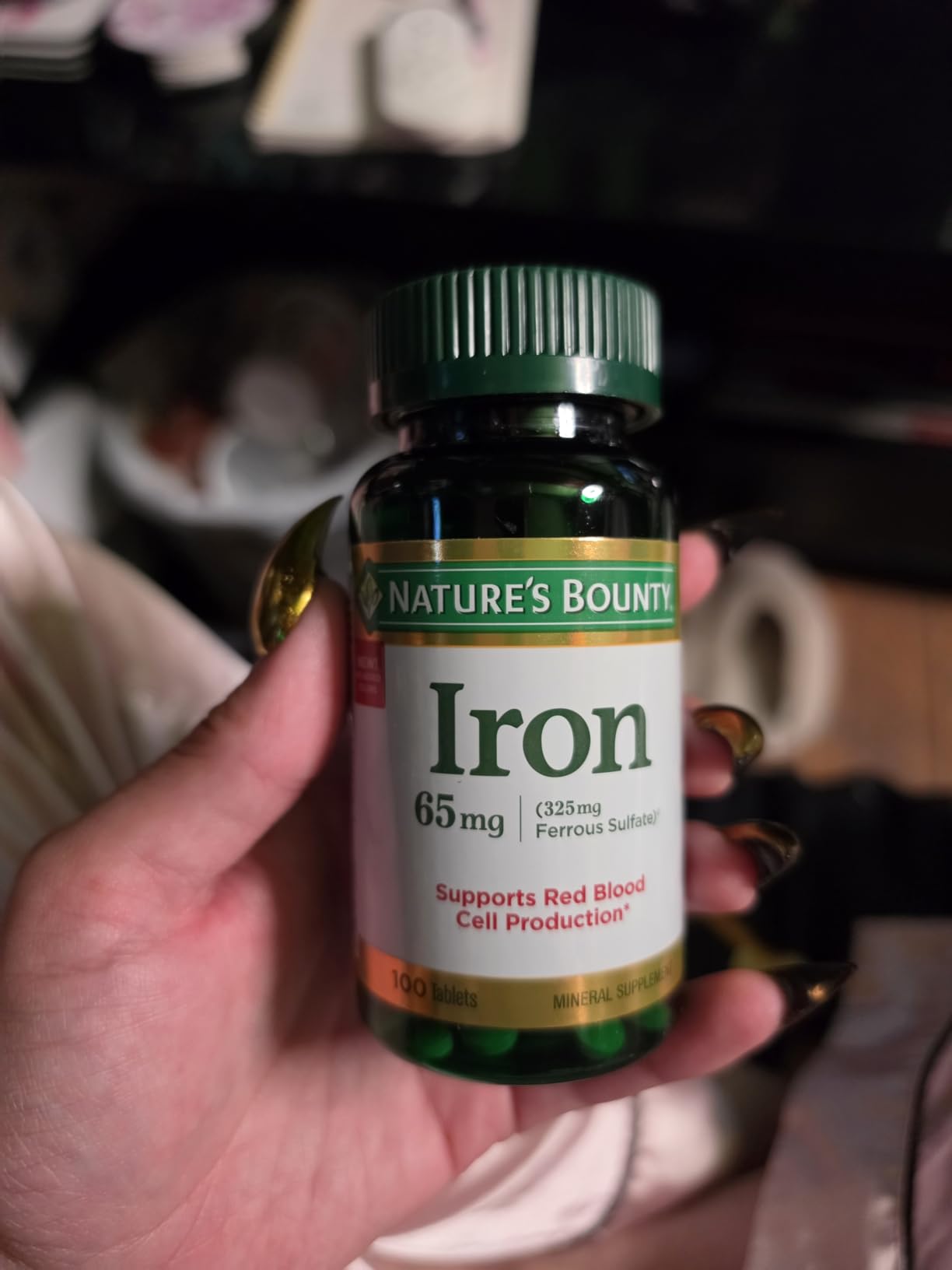 Nature's Bounty Iron 65mg, 325 mg Ferrous Sulfate, Cellular Energy Support, Promotes Normal Red Blood Cell Production, 1 Serving Per Day, Gluten Free, 100 Vegetarian Tablets customer photo 2