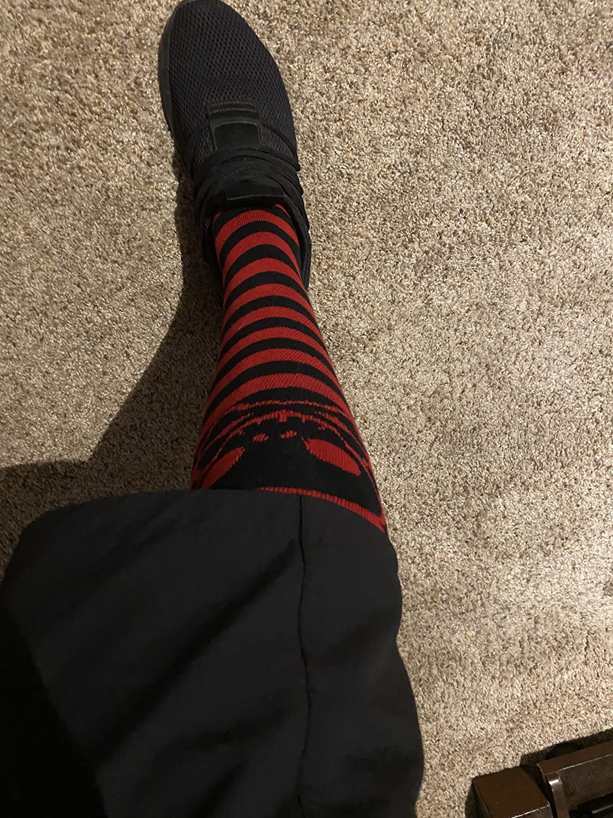 Skater Skull Knee-High Striped Deadlift Socks customer photo 1
