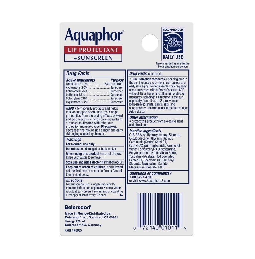 Aquaphor Lip Protectant and Sunscreen Ointment - Broad Spectrum SPF 30 - Relieves Chapped Lips - .35 fl. Oz. Tube customer photo 2