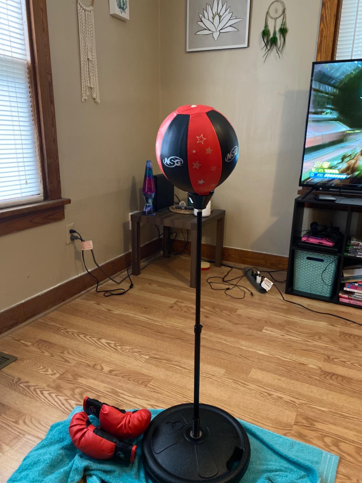 NSG Punching Bag for Kids & Boxing Gloves Set - Adjustable Freestanding Speed Bag with Spring-Loaded Stand, Junior Boxing Gloves & Hand Pump - Portable, Easy Assembly for Boys, Teens, Toddlers Ages 4+ customer photo 2