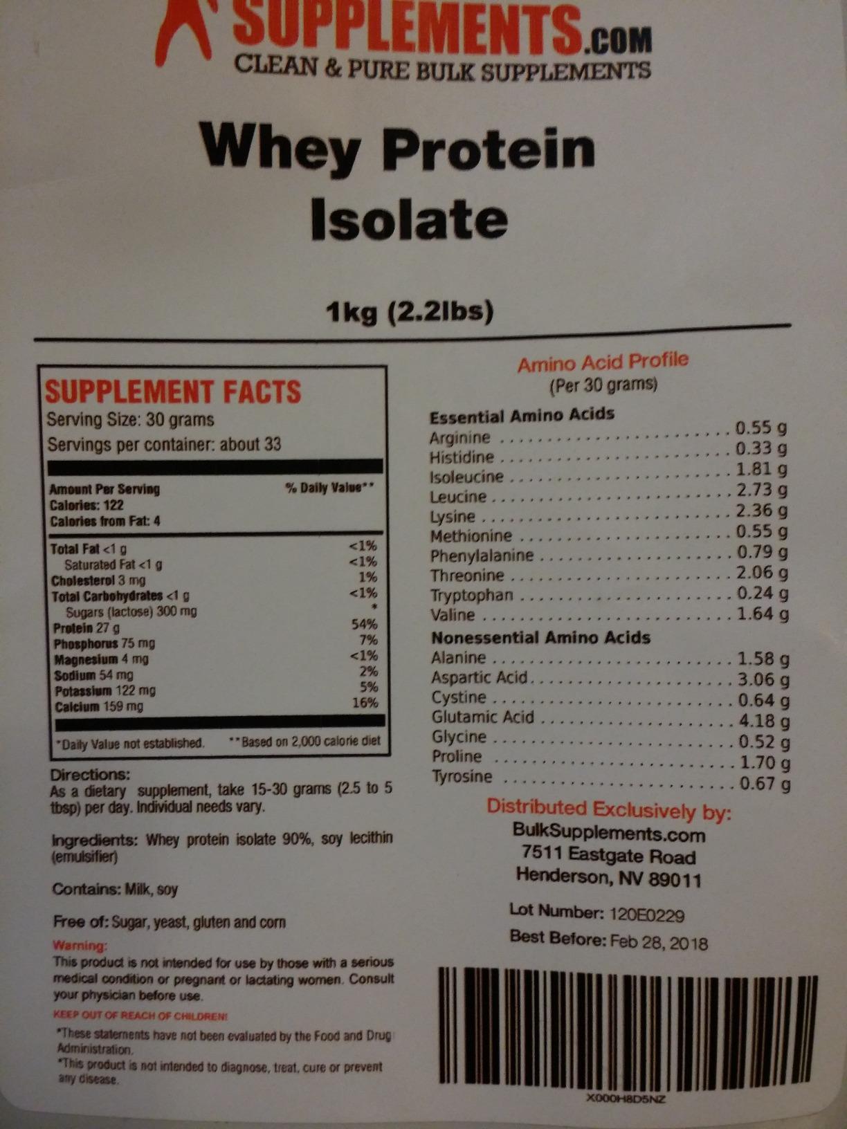 BulkSupplements.com Whey Protein Isolate Powder - Unflavored Whey Protein Powder, Nutritional Supplement - Gluten Free, 30g per Serving, 1kg (2.2 lbs) customer photo 2
