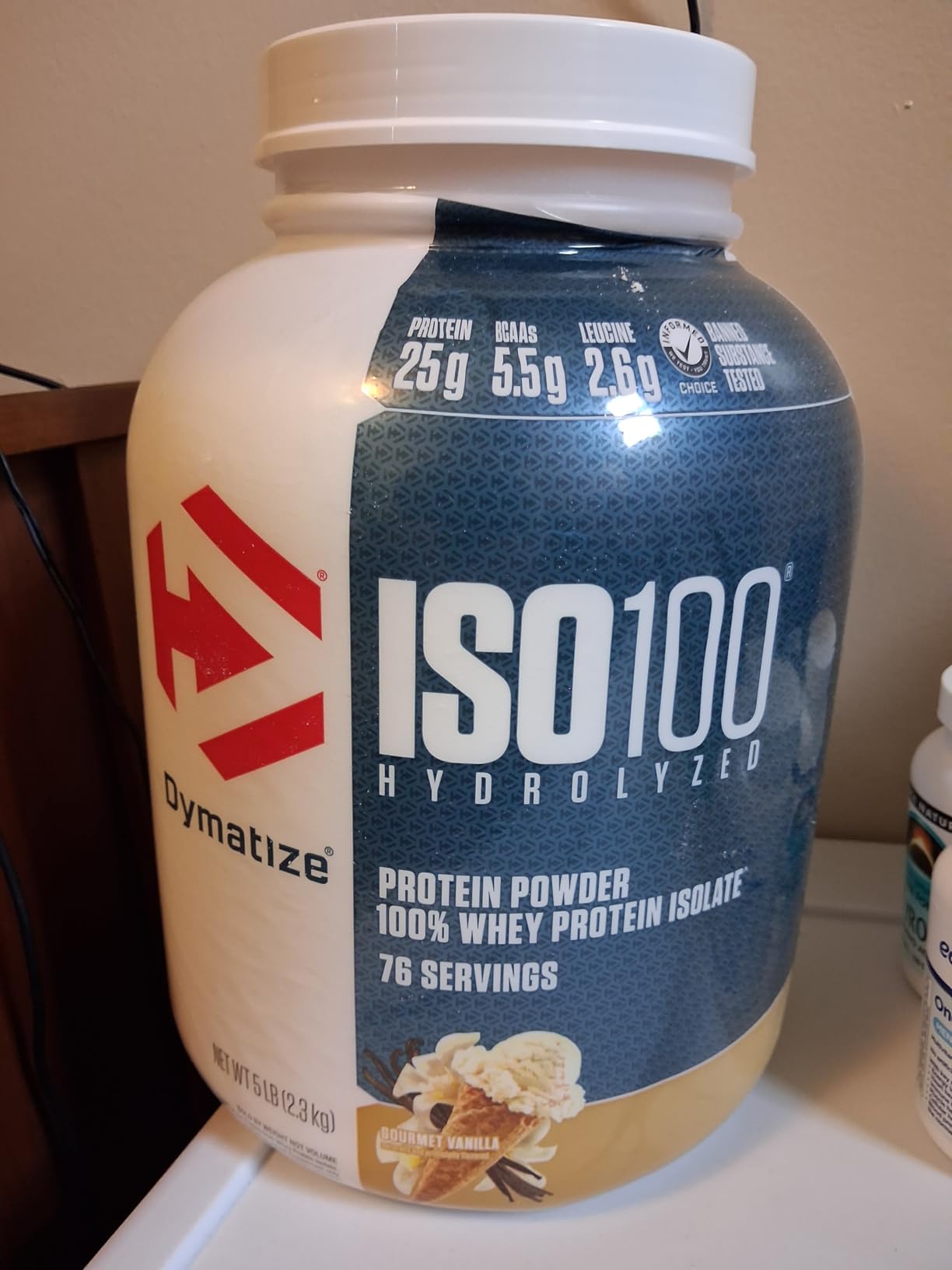 Dymatize ISO 100 Whey Protein Powder with 25g of Hydrolyzed 100% Whey Isolate, Vanilla 5 Pound, Package may vary customer photo 2