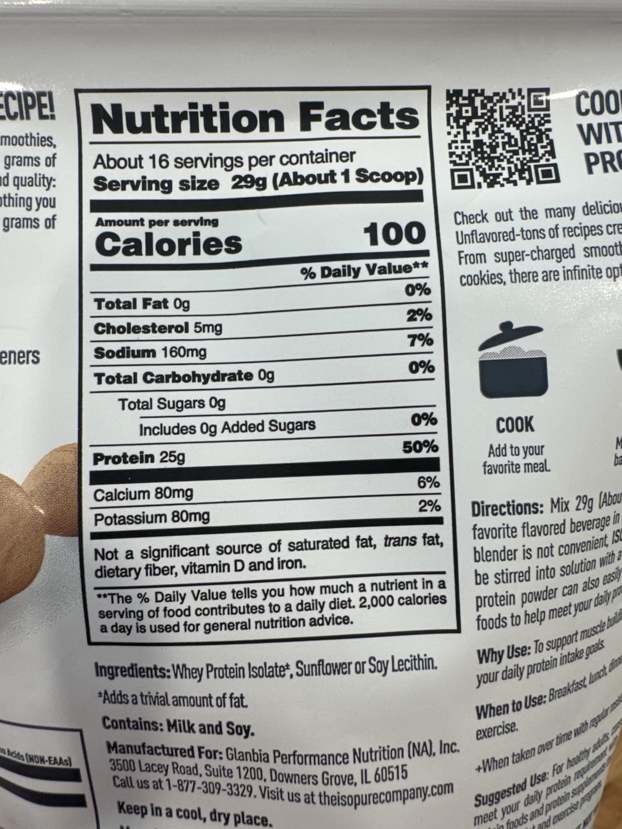 Isopure Zero Carb 100% Pure Whey Isolate Protein Powder, Gluten Free, with Vitamins, Unflavored, 25g Protein Per Serving, 1 Lb, 16 Servings (Packaging May Vary) customer photo 2
