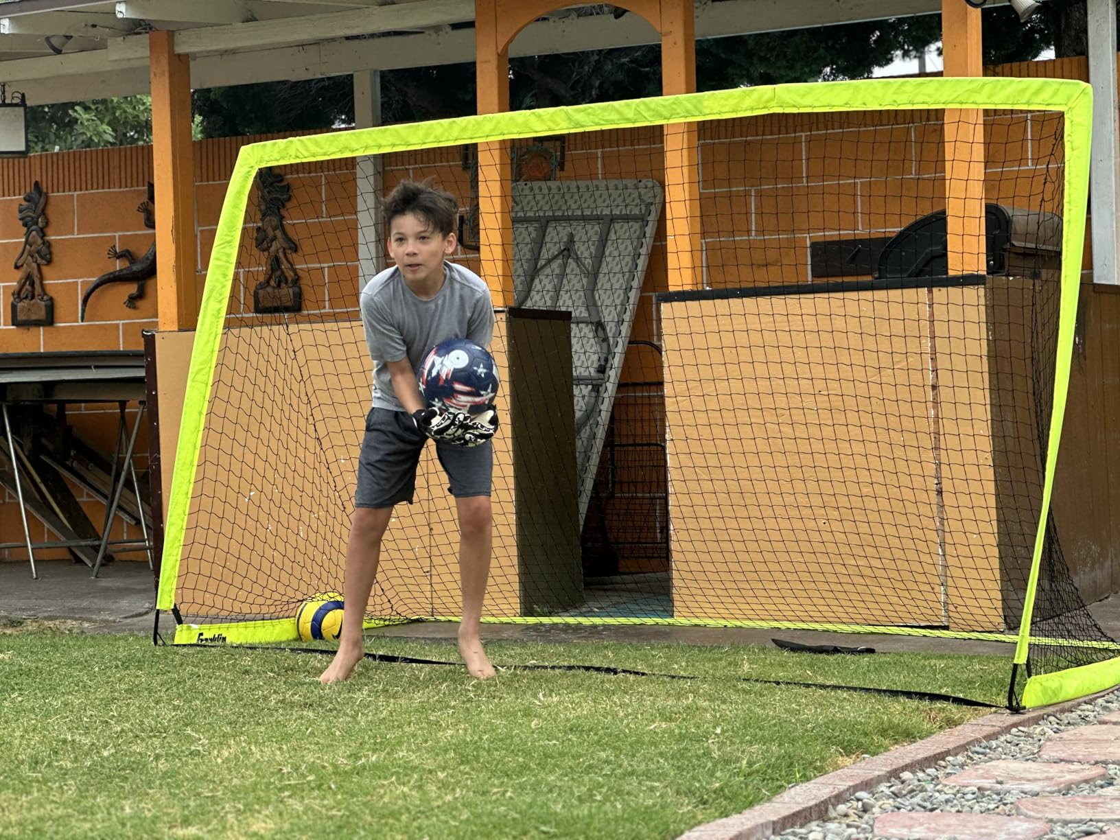 Franklin Sports Blackhawk Backyard Soccer Goal - Portable Pop Up Soccer Nets - Youth + Adult Folding Indoor + Outdoor Goals customer photo 2
