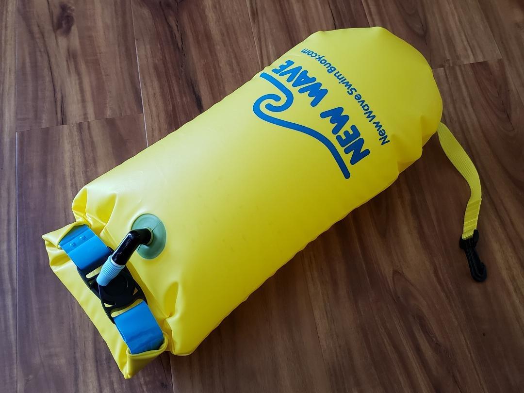 New Wave Swim Buoy - Swim Safety Float and Drybag for Open Water Swimmers, Triathletes, Kayakers and Snorkelers, Highly Visible Buoy Float for Safe Swim Training (PVC 15 Liter Yellow) customer photo 1