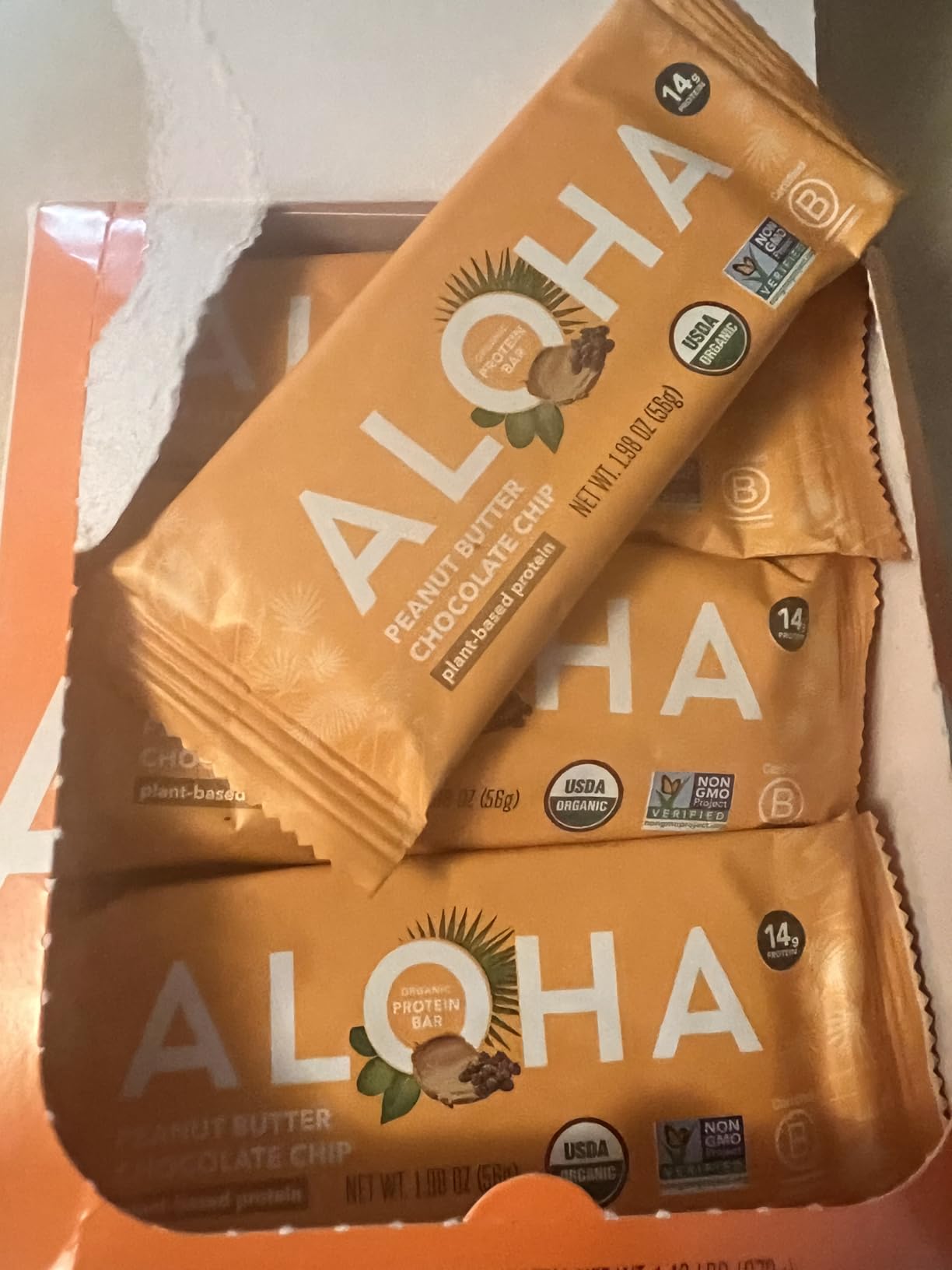 ALOHA Organic Plant Based Protein Bars | Peanut Butter Chocolate Chip | 1.98 Oz (Pack of 12) | Vegan, Low Sugar, Gluten Free, Paleo, Low Carb, Non-GMO, Stevia Free, Soy Free, No Sugar Alcohols customer photo 2