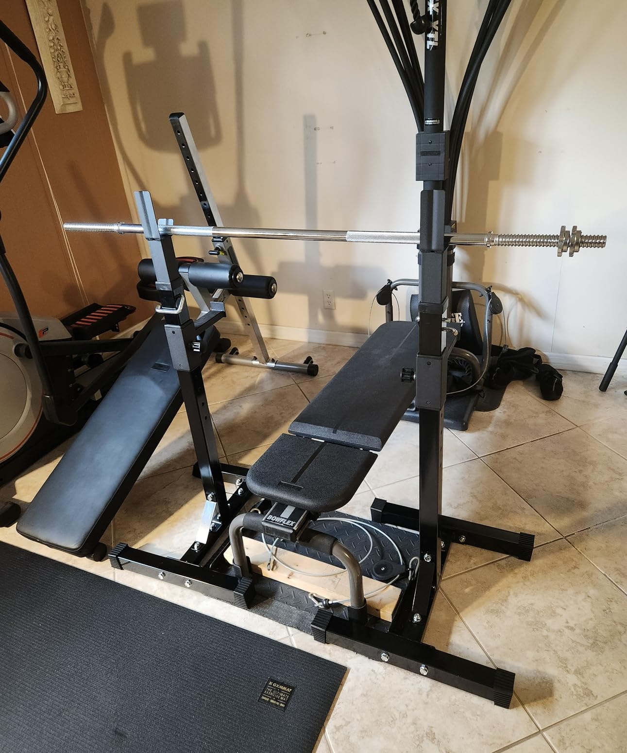 Yaheetech Pair of Adjustable Squat Rack Standard 44-70 Inch Barbell Rack, Solid Steel Squat Stands Bench Press Storage Home Gym Portable Dumbbell Stands customer photo 1