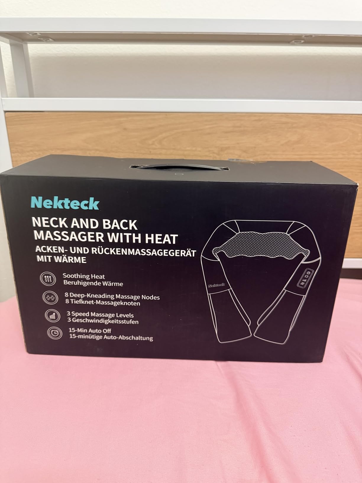 Nekteck Shiatsu Neck Massager with Heat for Pain Relief Deep Tissue, 2026 Upgraded 3D Back Shoulder Kneading Massage Pillow, Black(NOT Cordless) customer photo 2