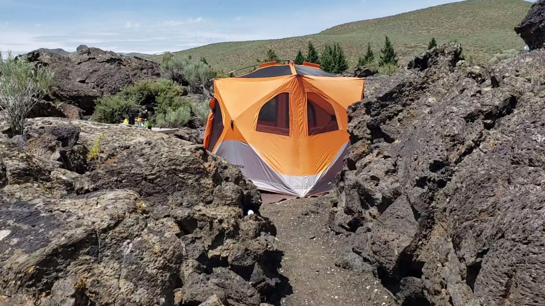 Gazelle T4 Waterproof 4 Person Portable Polyester Outdoor Pop Up Camping or Beach Tent with Removable Floor, Mesh Screens, and Rain Fly, Orange customer photo 1
