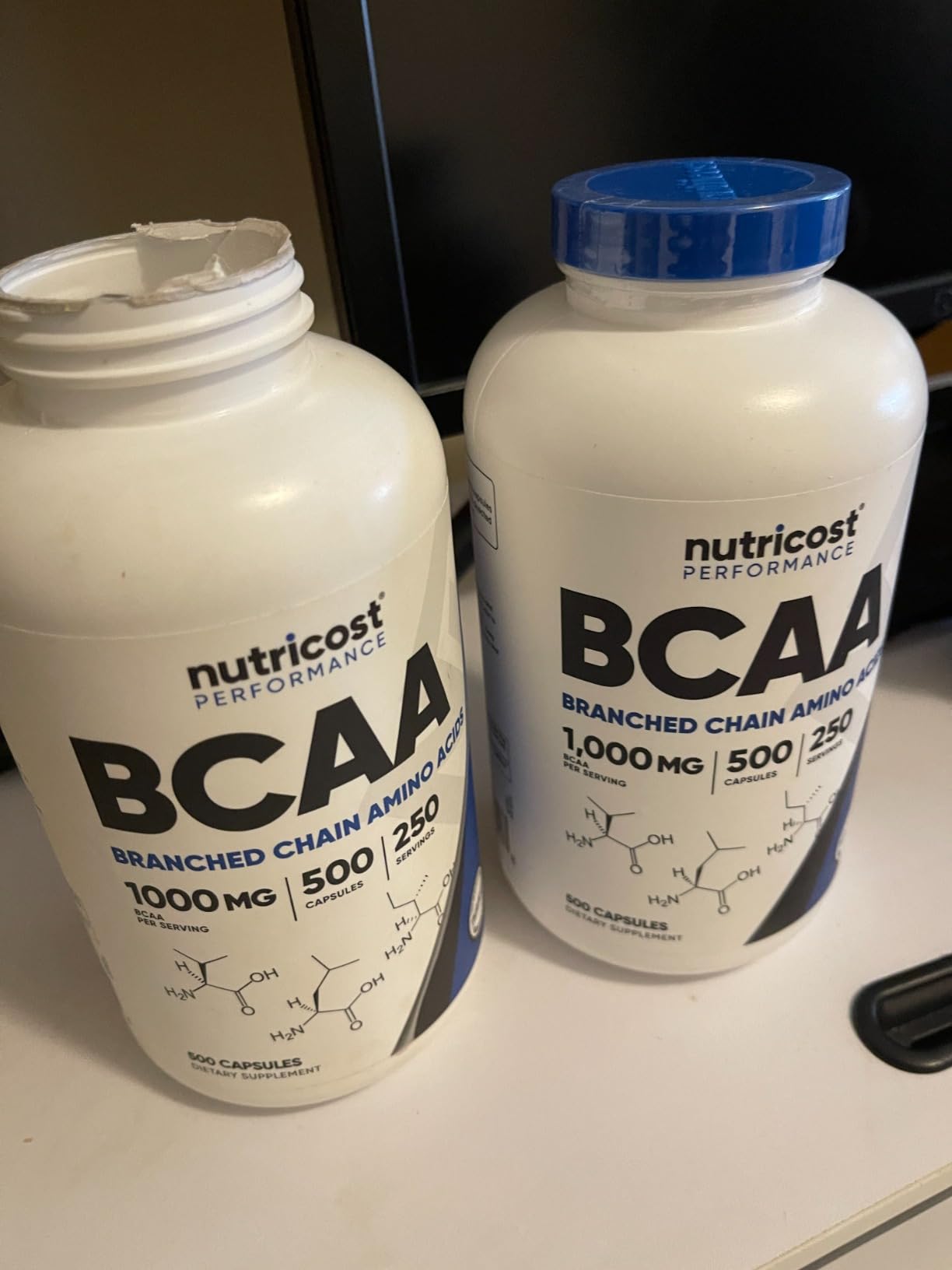 Nutricost BCAA 1000mg, 500 Capsules (250 Serv) - 2:1:1 Branched Chain Amino Acids (500mg of L-Leucine, 250mg of L-Isoleucine and L-Valine) customer photo 1