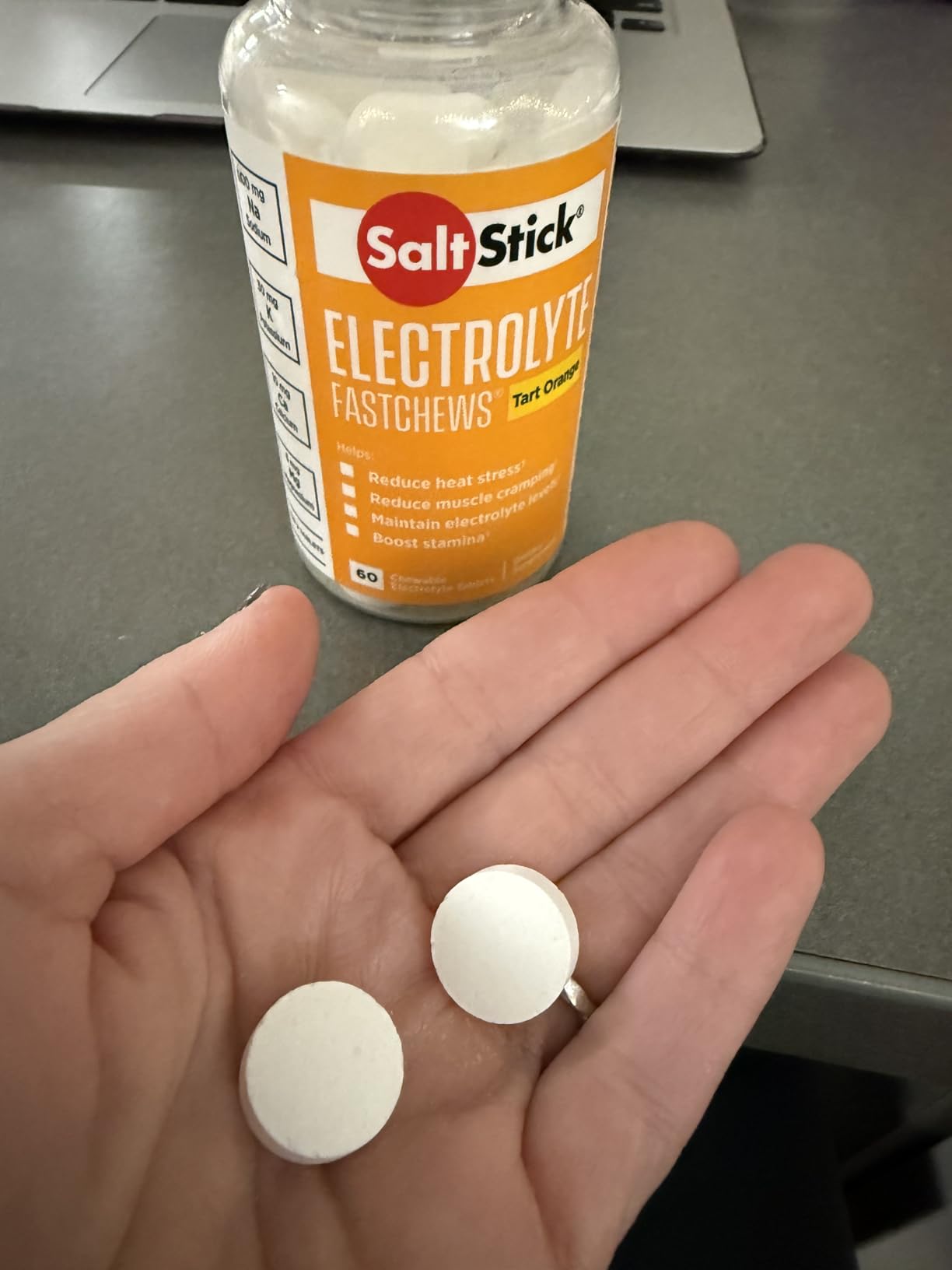 SaltStick Electrolyte FastChews - 60 Orange Chewable Electrolyte Tablets - Salt Tablets for Runners, Sports Nutrition, Electrolyte Chews - 60 Count Bottle customer photo 1