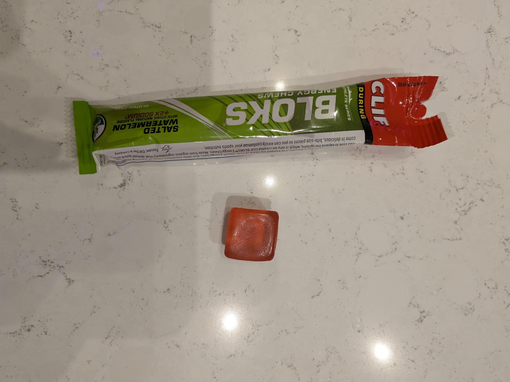 CLIF BLOKS - Salted Watermelon Flavor with 2X Sodium - Energy Chews - Non-GMO - Plant Based - Fast Fuel for Cycling and Running - Quick Carbohydrates and Electrolytes - 2.12 oz. (18 Count) customer photo 1