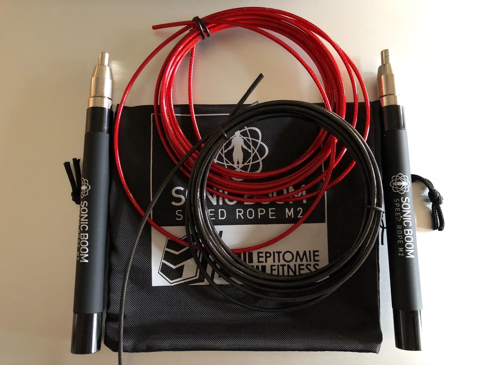 Epitomie Fitness Sonic Boom M2 High Speed Jump Rope - Patent Pending Self-Locking, Screw-Free Design - Weighted, 360 Degree Spin, Silicone Grip with 2 Speed Rope Cables for Home Workout customer photo 1