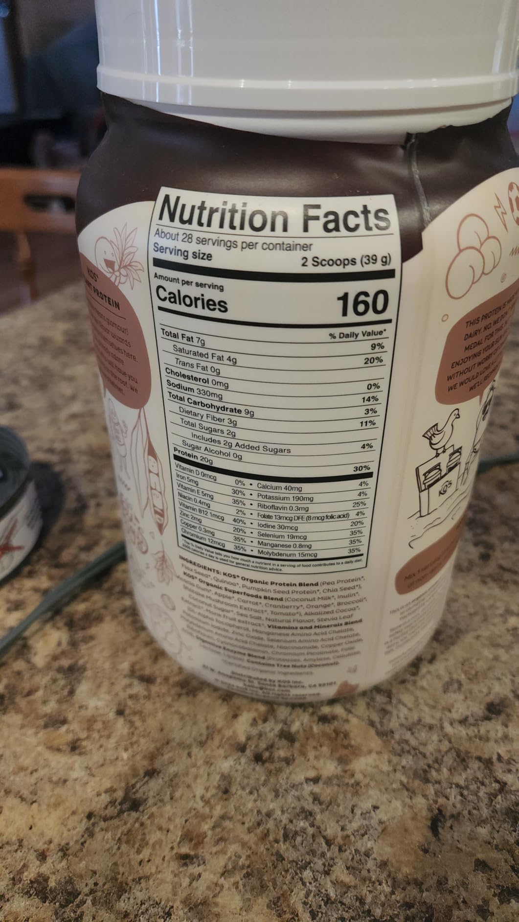 KOS Vegan Protein Powder Erythritol Free, Chocolate - Organic Pea Protein Blend, Plant Based Superfood Rich in Vitamins & Minerals - Keto, Dairy Free - Meal Replacement for Women & Men, 28 Servings customer photo 1