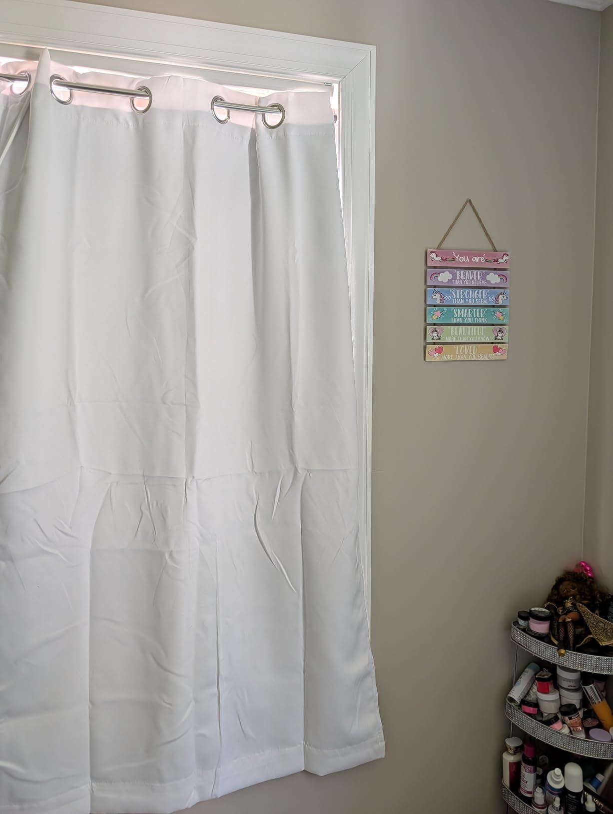 NICETOWN 100% Blackout Window Curtain Panels, Cold and Full Light Blocking Drapes with Black Liner for Nursery, 84 inches Drop Thermal Insulated Draperies (White, 2 Pieces, 52 Wide Each Panel) customer photo 1