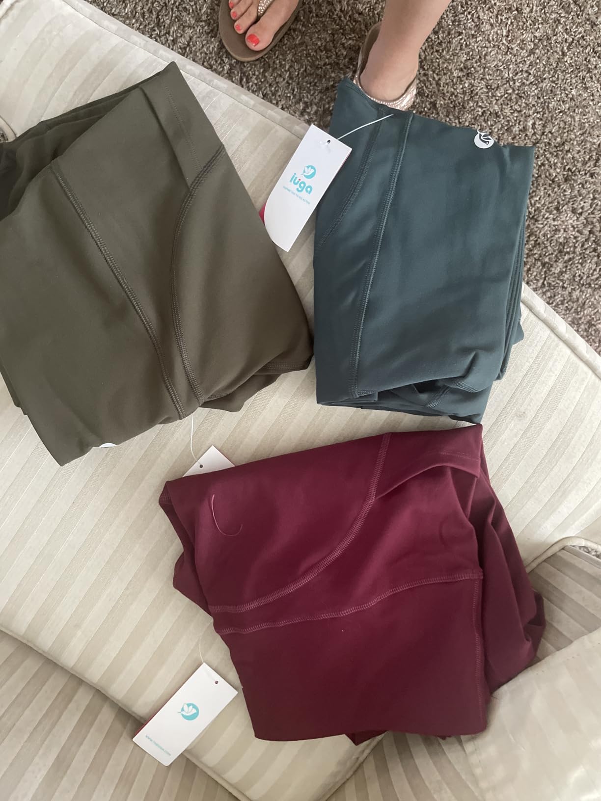 IUGA High Waist Yoga Pants with Pockets, Leggings for Women Tummy Control, Workout Leggings for Women 4 Way Stretch customer photo 2