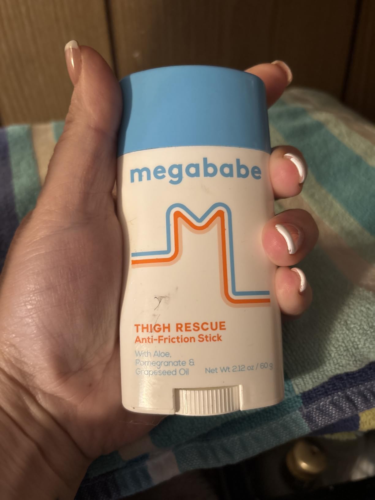 Megababe Thigh Rescue Anti-Chafe Stick | Prevents Skin Chafe & Irritation | Thighs, arms, Bra-Lines & More customer photo 1