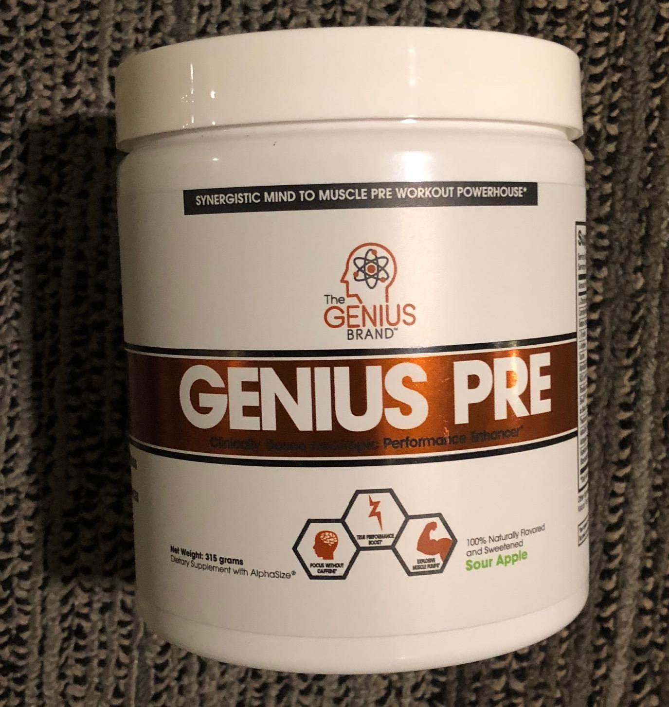 Genius Pre Workout Powder, Sour Apple - All-Natural Nootropic Pre-Workout & Caffeine-Free Nitric Oxide Booster Supplement with Beta Alanine & Alpha GPC - No Artificial Flavors, Sweeteners, or Dyes customer photo 2