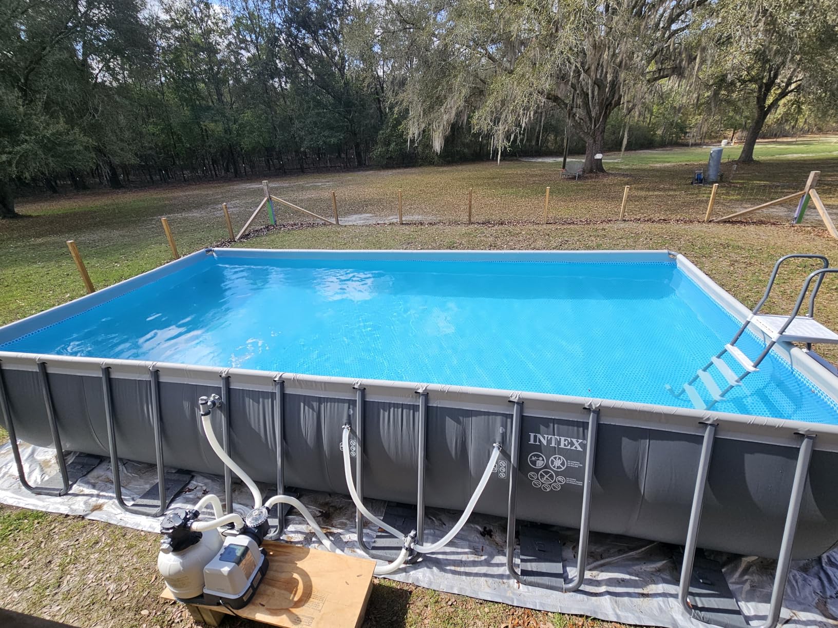 INTEX Ultra XTR 24 ft x 12 ft 52 in Above Ground Pool Set, Rectangular Swimming Pool with Sand Pump, Saltwater System, Maintenance Kit, & Volleyball Game customer photo 1