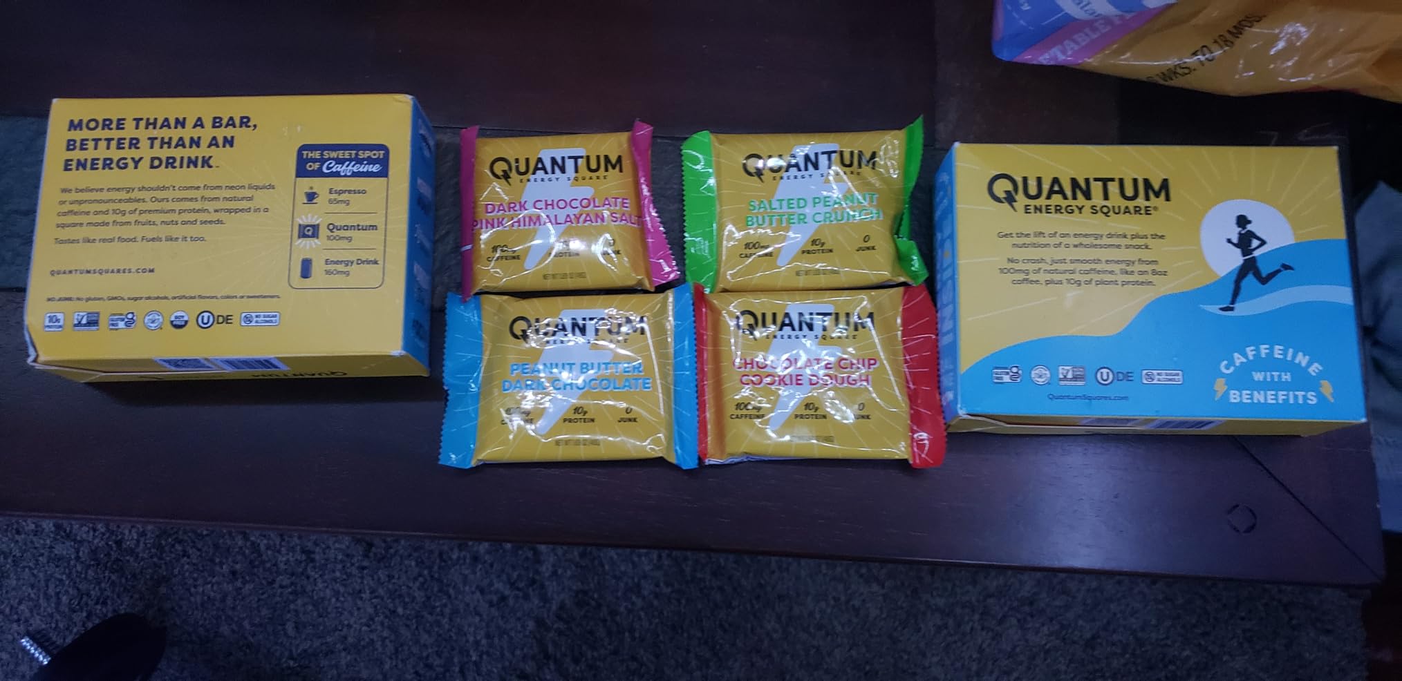 Quantum Energy Square: Energy Bar with Caffeine & 10g Protein. Delicious Healthy Snack On The Go. (Vegan, Gluten-free, Soy-free, Dairy-free) (Variety 8-Pack) customer photo 1