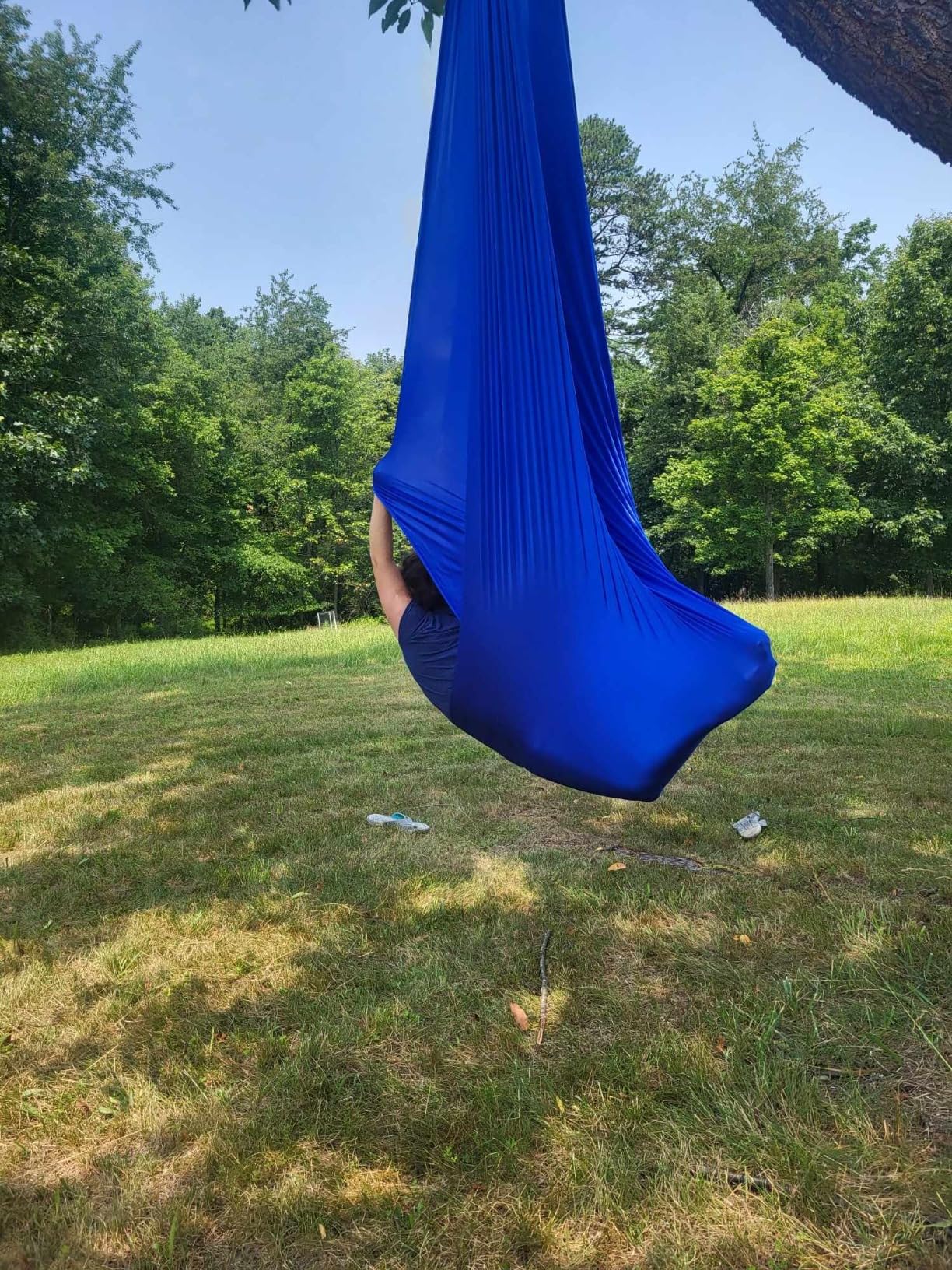 Aerial Silks Starter Kit - Durable 9 Yards of Aerial Yoga Hammock with Hardware & Guide - Aerial Swing for Acrobatic Flying Yoga & All Levels (Aerial Rigging Point Up to 13ft) customer photo 1