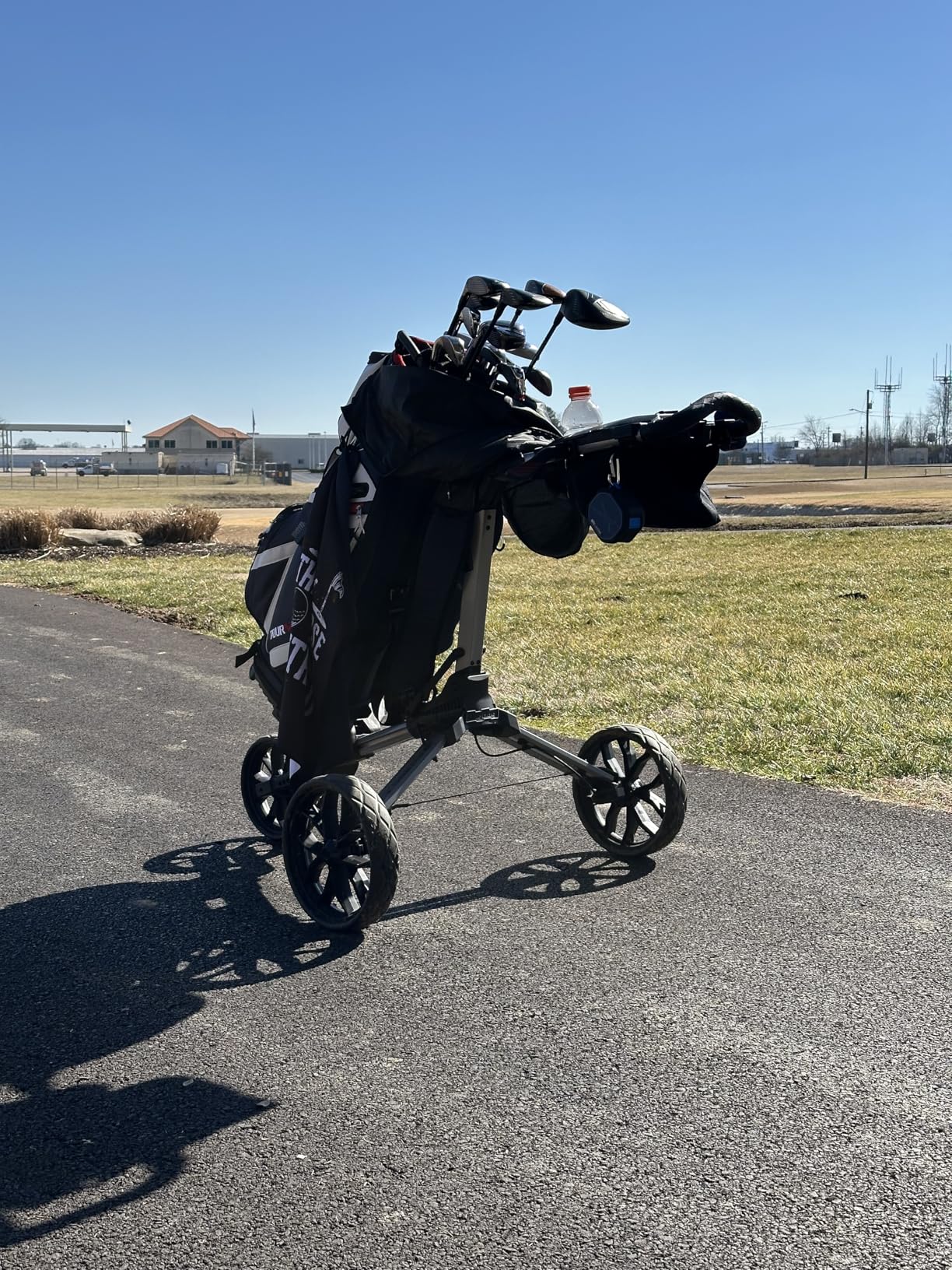 Bag Boy Nitron 3 Wheel Golf Push Cart, Easy 1 Step Open and Fold, Scorecard Console, Beverage Holder, Mobile Device Holder, Handle Mounted Parking Brake customer photo 1