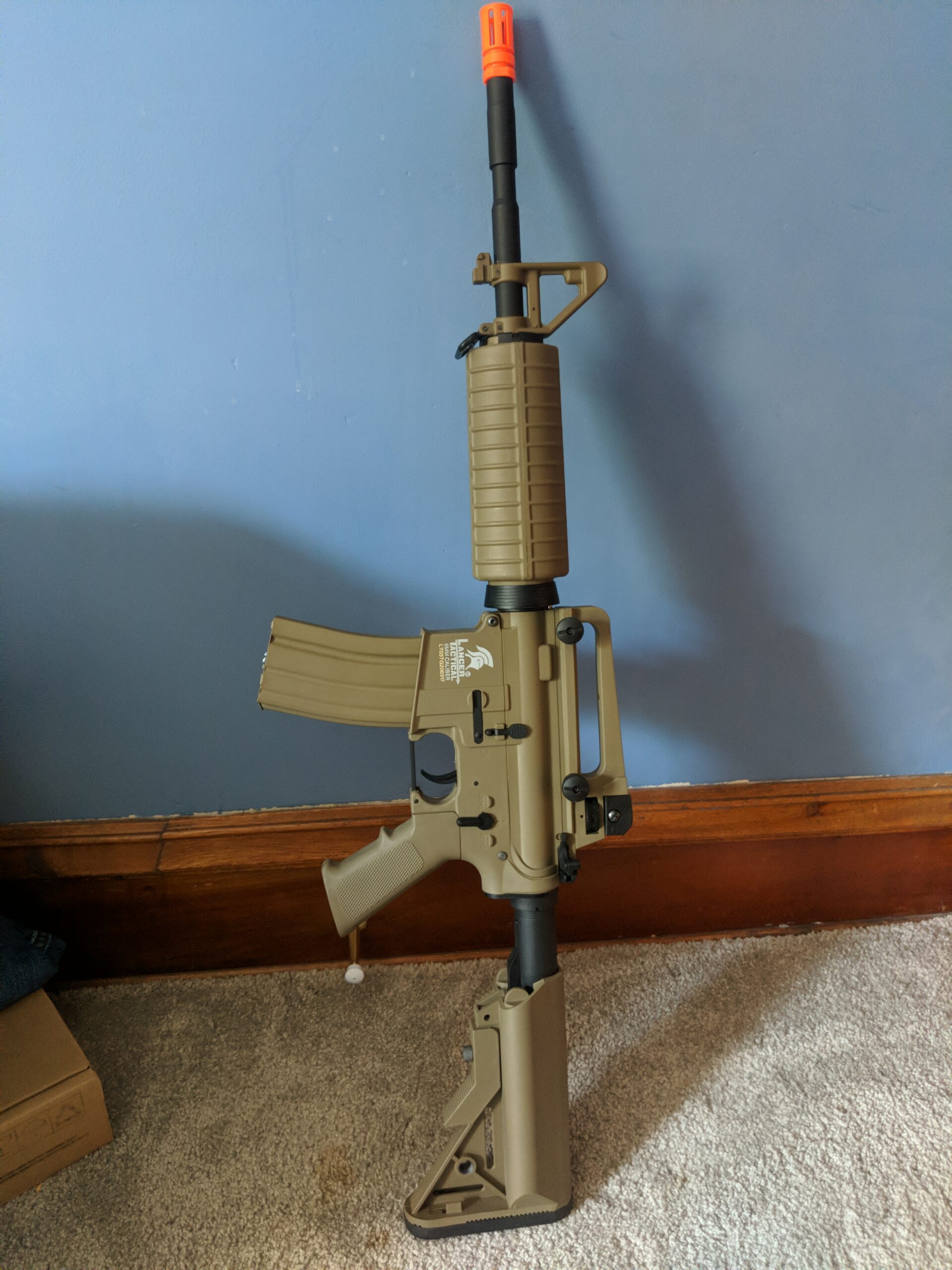 Lancer Tactical Gen 2 Airsoft M4A1 Carbine Polymer AEG Gun w/9.6v Nimh 1600 mAh Battery, Charger, 1000 Rounds 0.20g BBS Included (Black/Tan) customer photo 1