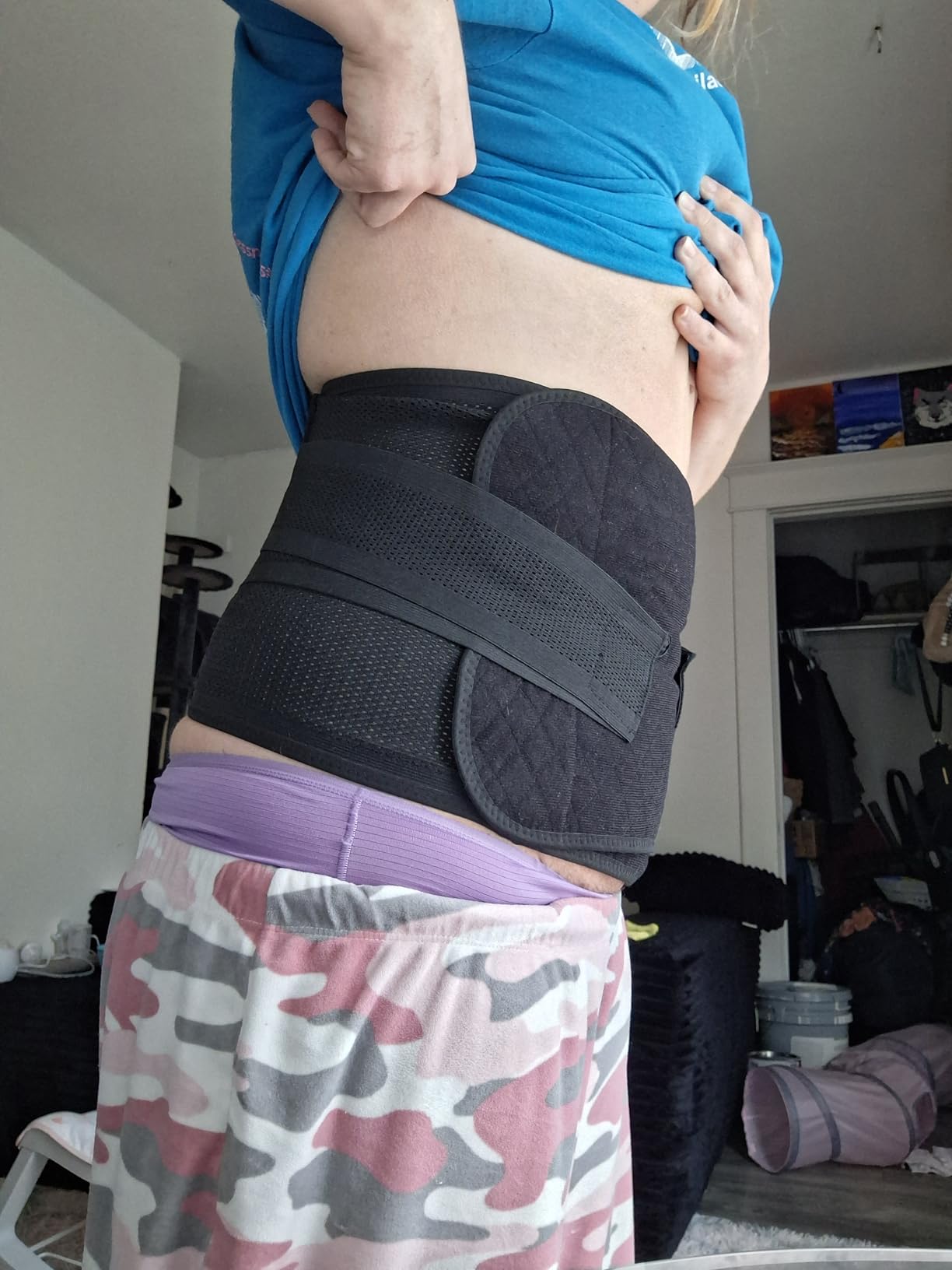 Trendyline Postpartum Belly Band, C Section Belly Binder, Abdominal Binder Post Surgery Girdle, Tummy Tuck Compression Wrap Waist Trainer (Black, Medium) customer photo 1