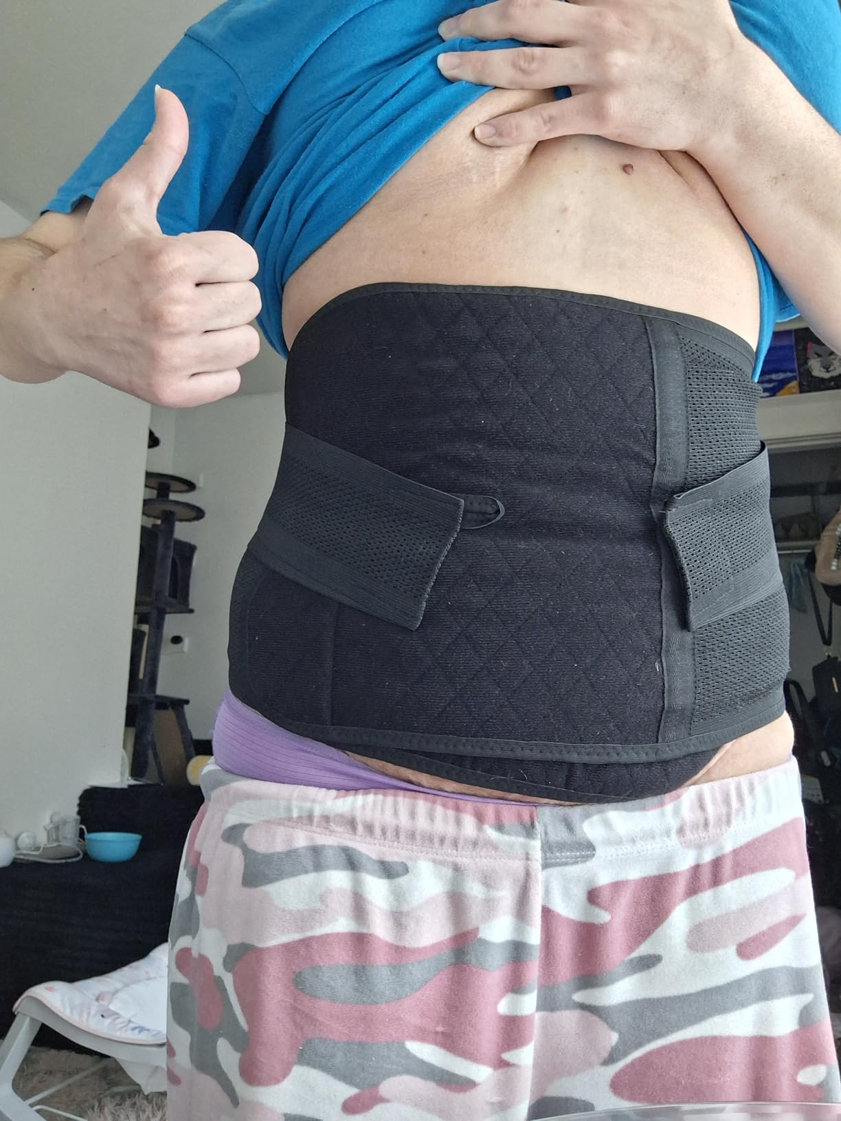 Trendyline Postpartum Belly Band, C Section Belly Binder, Abdominal Binder Post Surgery Girdle, Tummy Tuck Compression Wrap Waist Trainer (Black, Medium) customer photo 2