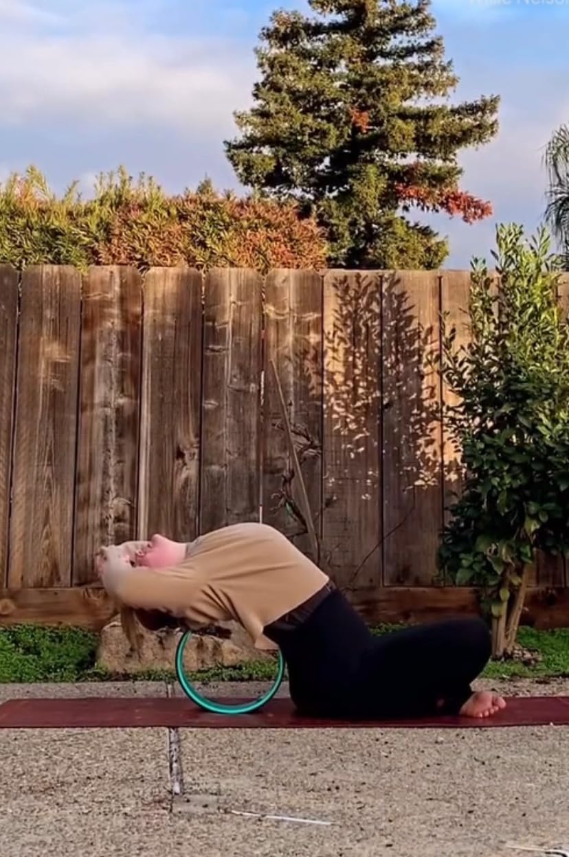 Yoga Wheel with Beginners Guide & Yoga Strap - Back Pain and Tension Relief. Comfy Roller for Stretching, Increase Flexibility. Home Exercise Kit. Ideal for Women Yogis. Improve your Posture. customer photo 2