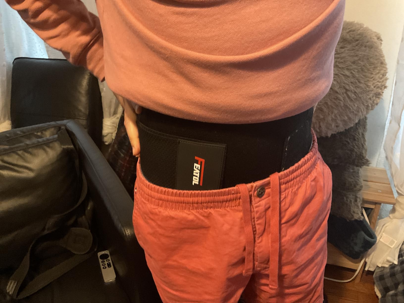FEATOL Back Brace Support Belt-Lumbar Support Back Brace for Back Pain, Sciatica, Scoliosis, Herniated Disc Adjustable Support Straps-Lower Back Brace with Removable Lumbar Pad for Men and Women customer photo 1