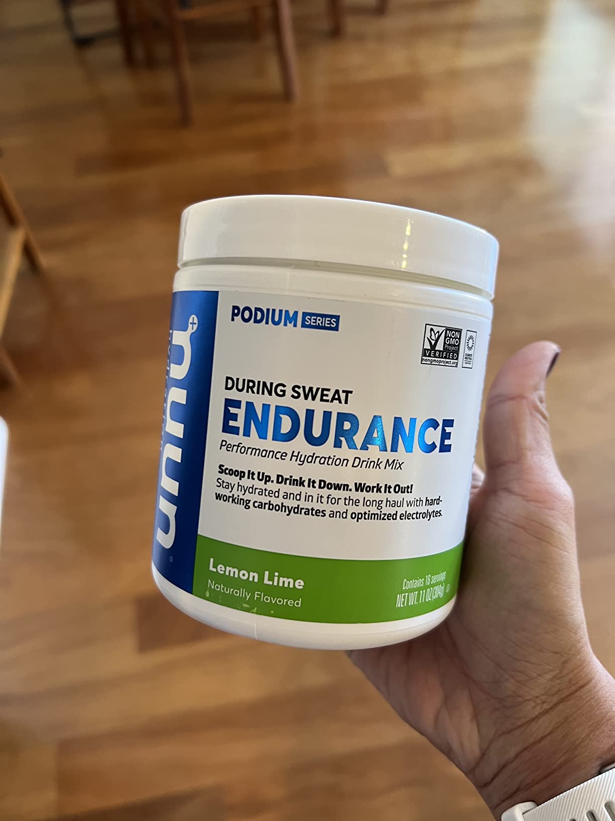 Nuun Hydration Endurance Powder, Lemon Lime, Workout Support, 5 Essential Electrolytes for Hydration + Carbohydrates, Vegan, Non-GMO, (16 Servings - Canister) customer photo 1