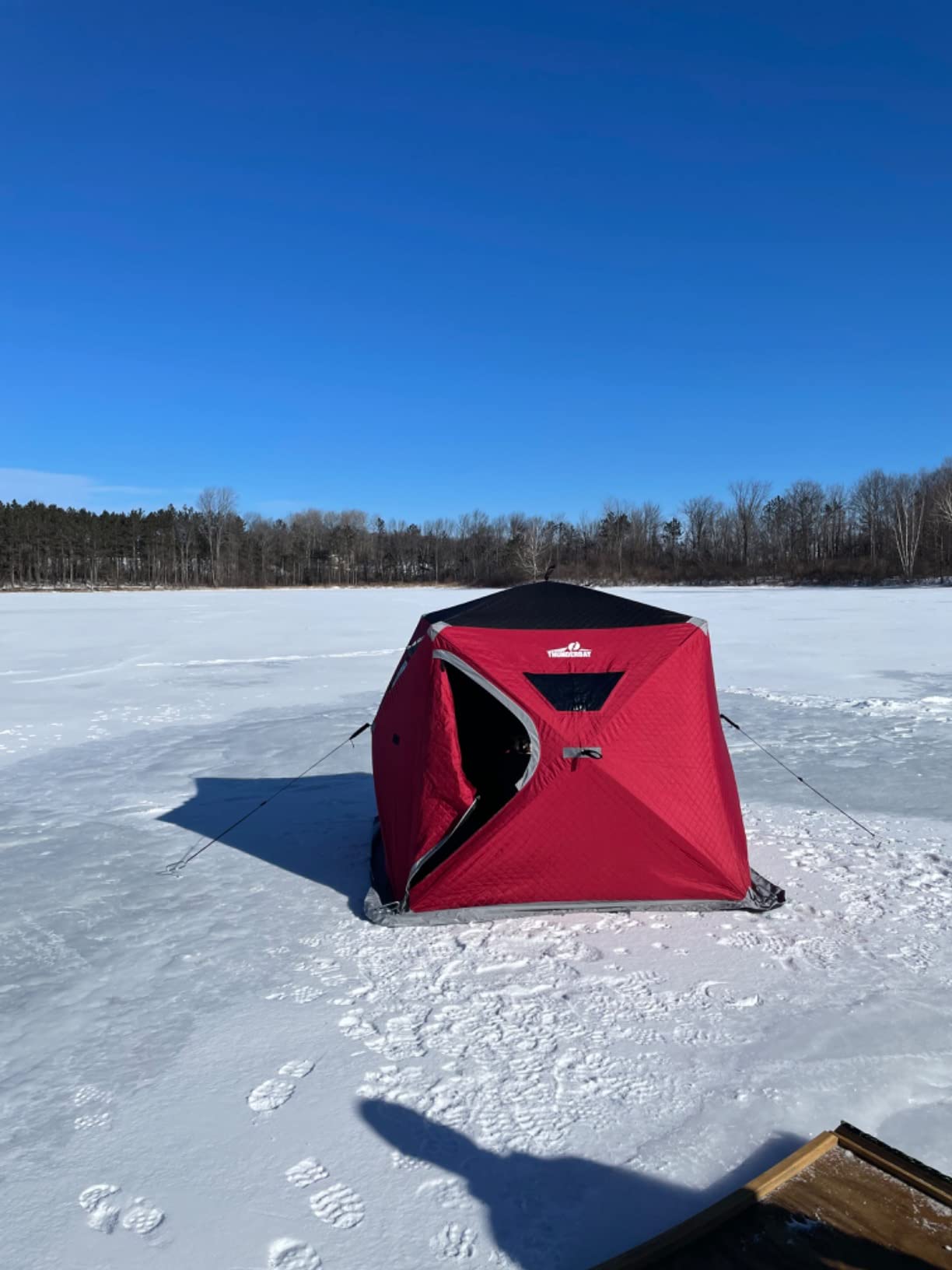 THUNDERBAY Ice Cube Series Pop-Up 3-4 Person Wide Bottom Ice Fishing Shelter, 39-56 Square Feet of Fishable Area, Portable 3-d4 Person Ice Shanty customer photo 1