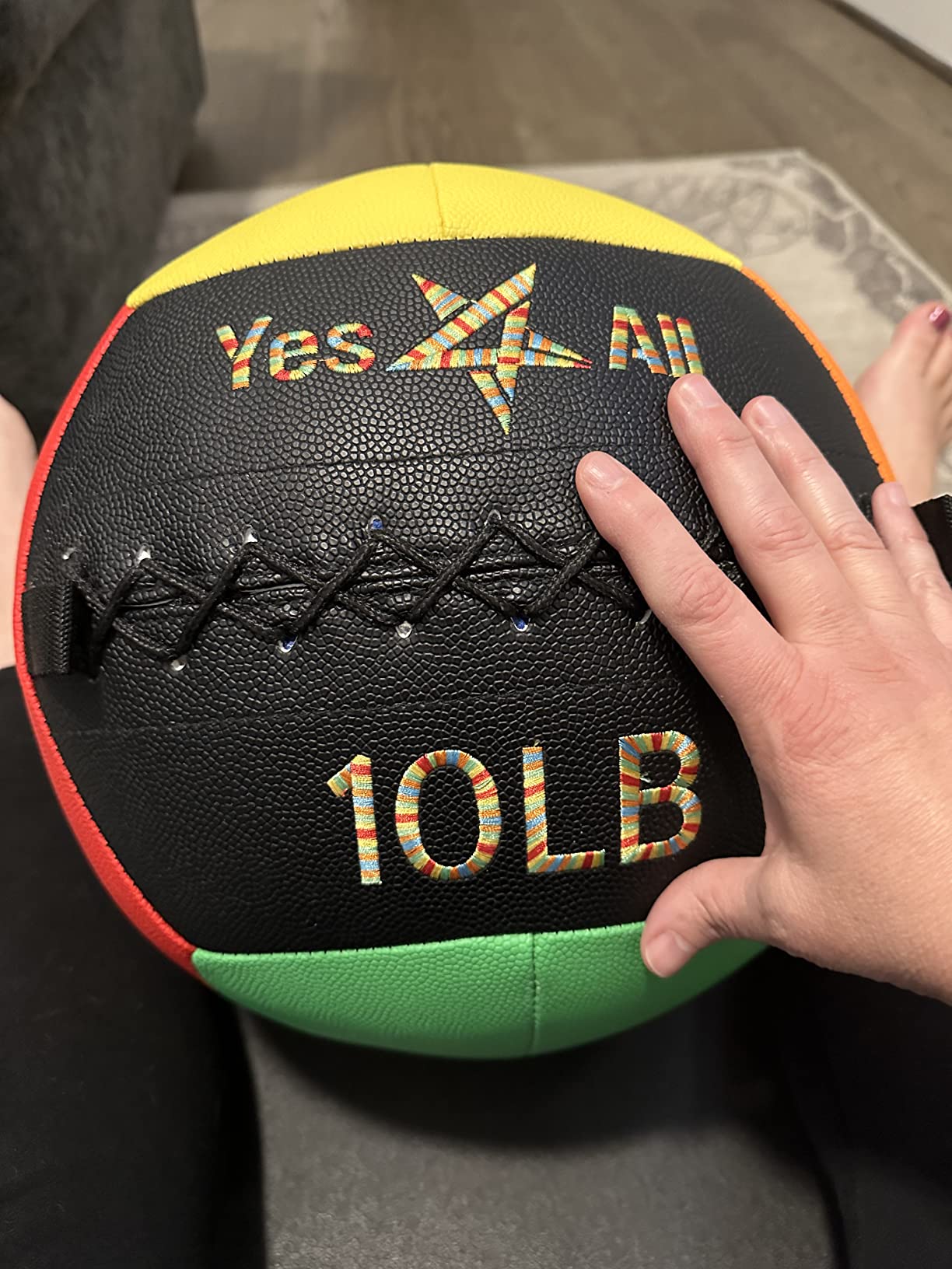 Wall Ball, Soft Leather Weighted Iron Sand Ball for Dynamic Multifunctional Exercise, 6 LB - 30 LB customer photo 1