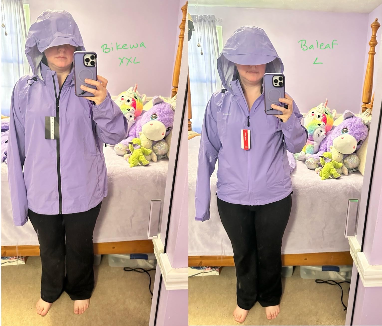 baleaf Women's Rain Jackets Waterproof Windbreaker Packable Running Lightweight Cycling Jacket Reflective Hooded customer photo 1