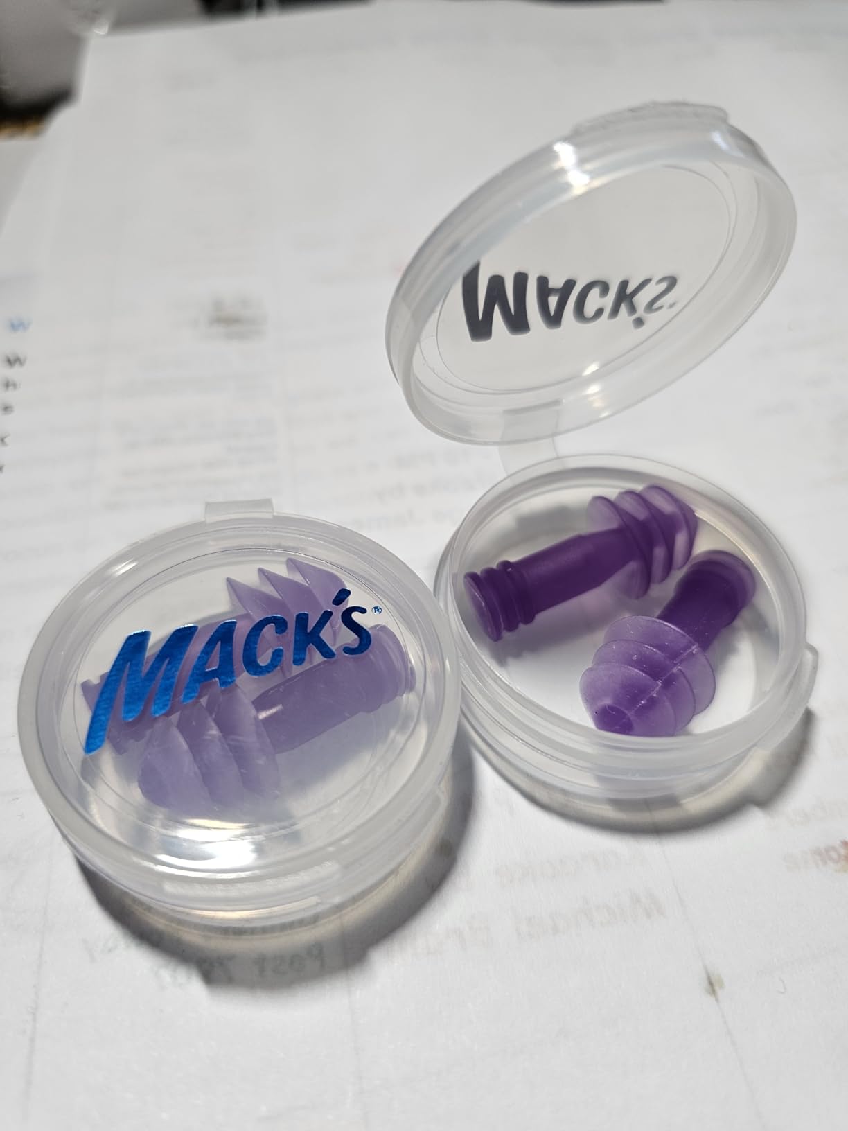 Mack's AquaBlock Swimming Earplugs, 3 Pair - Comfortable, Waterproof, Reusable Silicone Ear Plugs for Swimming, Snorkeling, Showering, Surfing and Bathing (Purple) customer photo 1