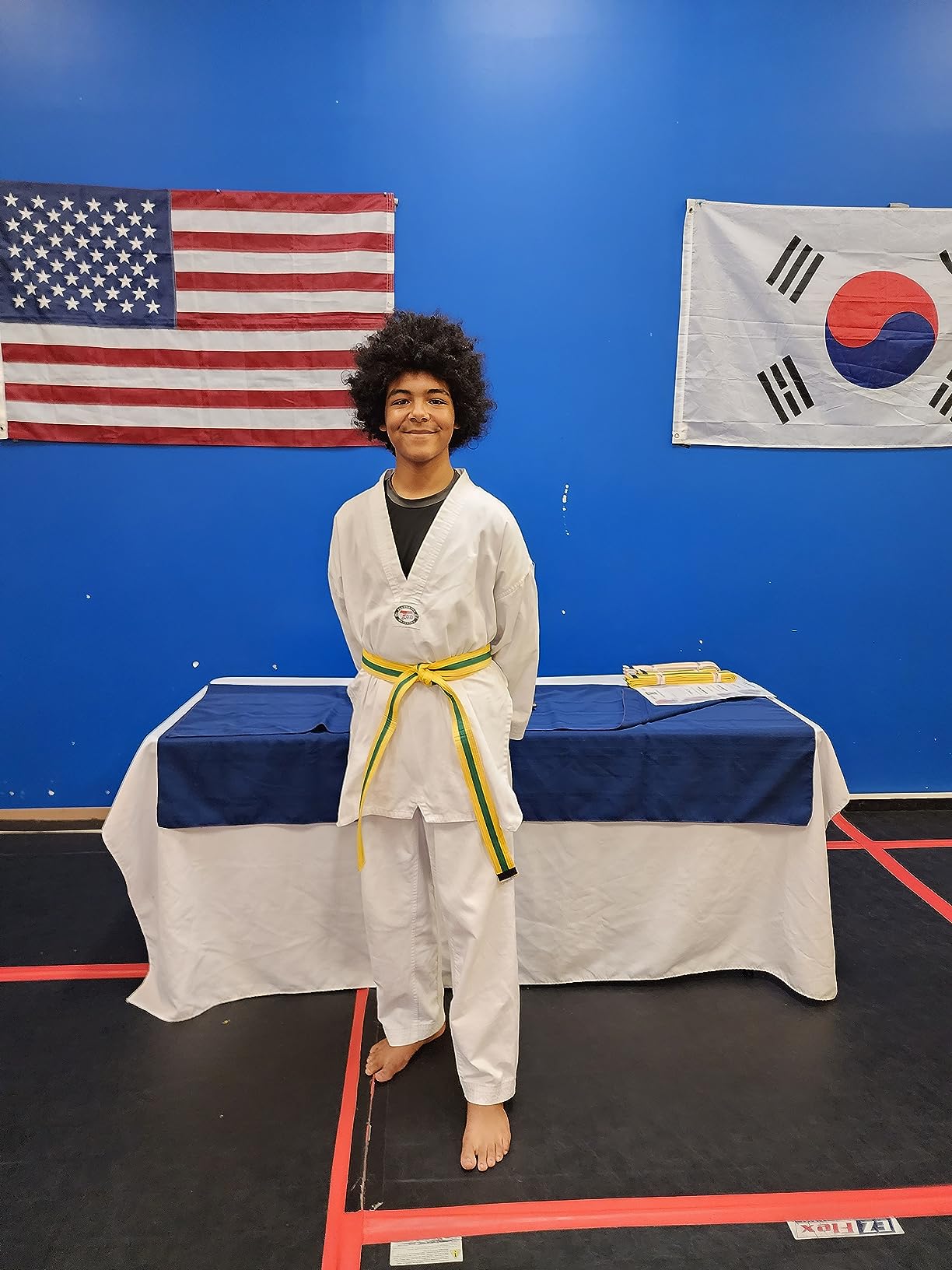 AAMA Student White V-Neck Taekwondo Uniform customer photo 1