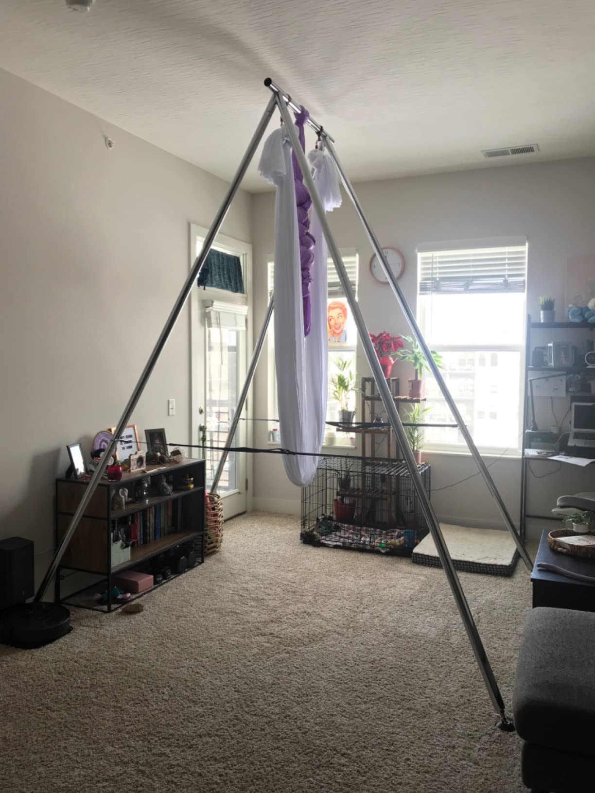 Happybuy Yoga Sling Inversion, 9.6 FT Inversion Yoga Swing Stand 68lbs, 551lbs/250kg Aerial Yoga Frame with 236in/6m Yoga Swing Inversion Sling Body Yoga Bundle Safety Belts customer photo 1