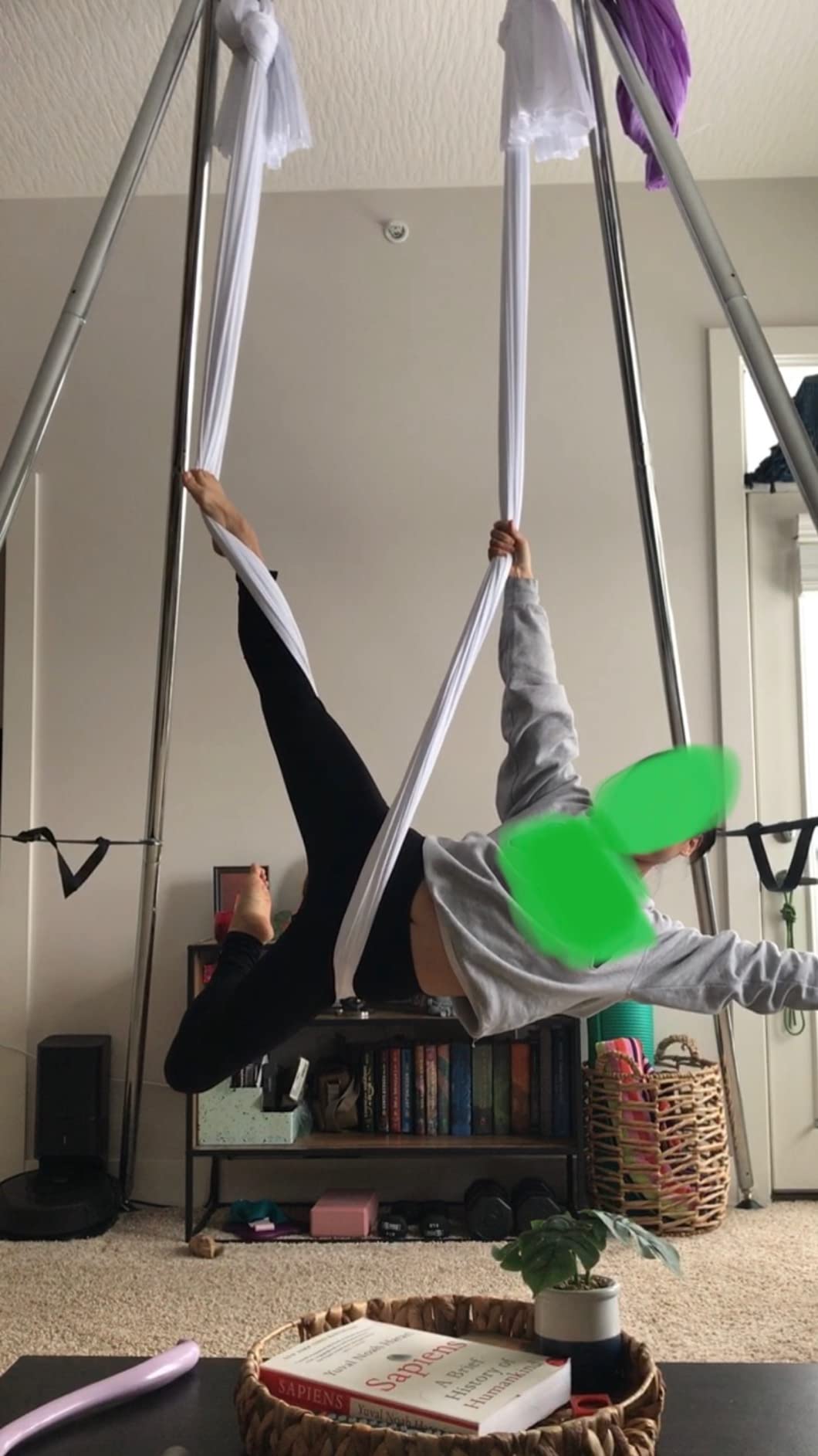 Happybuy Yoga Sling Inversion, 9.6 FT Inversion Yoga Swing Stand 68lbs, 551lbs/250kg Aerial Yoga Frame with 236in/6m Yoga Swing Inversion Sling Body Yoga Bundle Safety Belts customer photo 2