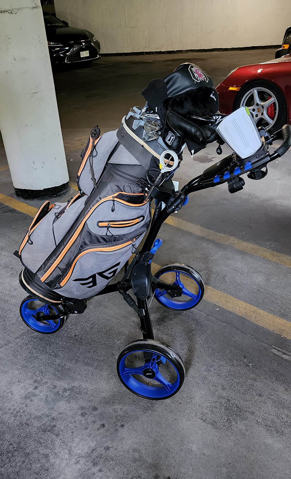 SereneLife Golf Push Pull Cart - Lightweight, Foldable, Bag Holder with Adjustable Handle, Compact Folding Golf Trolley for Travel customer photo 2