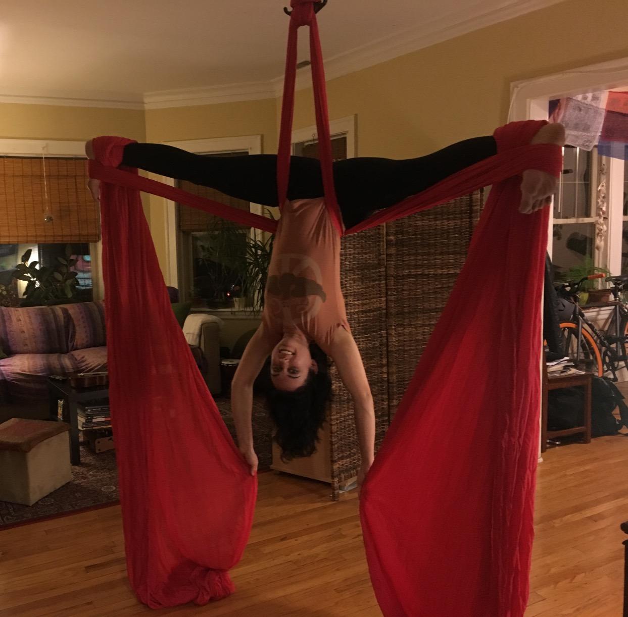 F.Life Aerial Silk 10 Yards Kit Durable Aerial Yoga Hammock with Hardware & Guide Aerial Swing for Acrobatic Flying Yoga customer photo 1