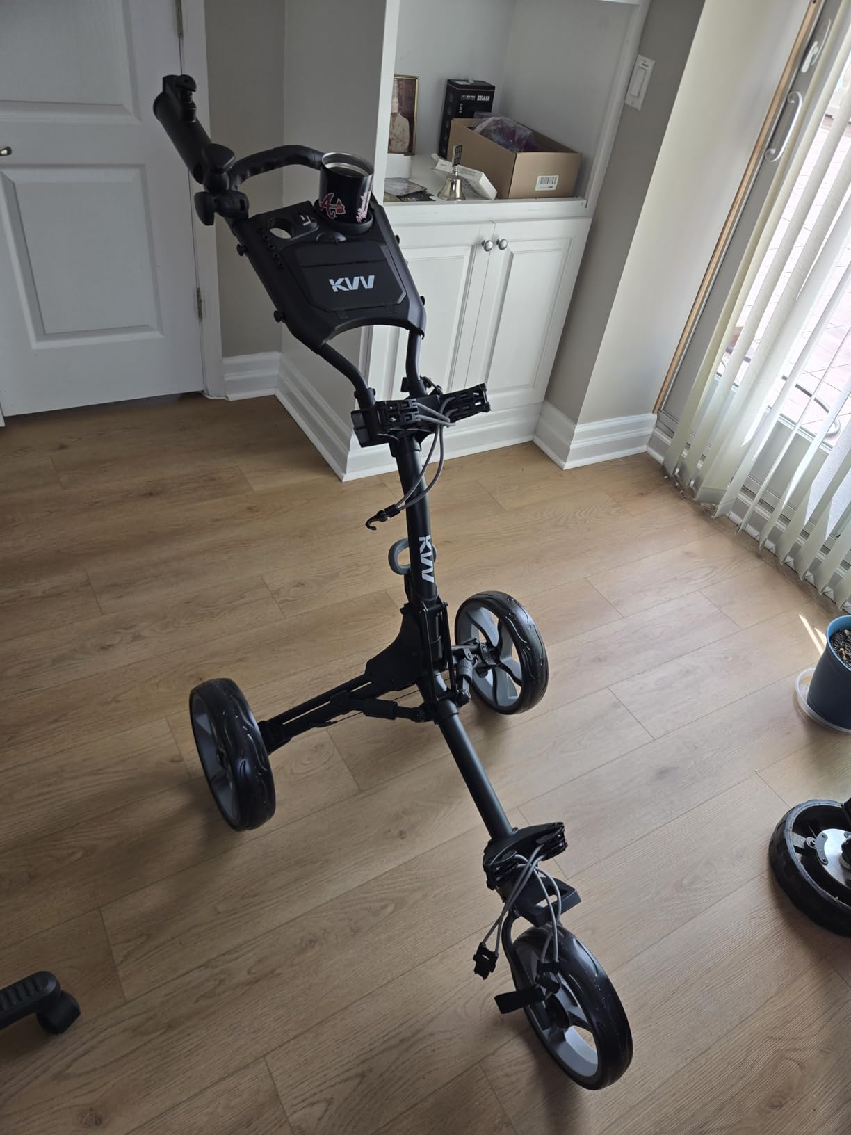 KVV 3 Wheel Golf Push Cart Ultra Lightweight Smallest Folding Size, New-Version Scorecard Holder customer photo 2