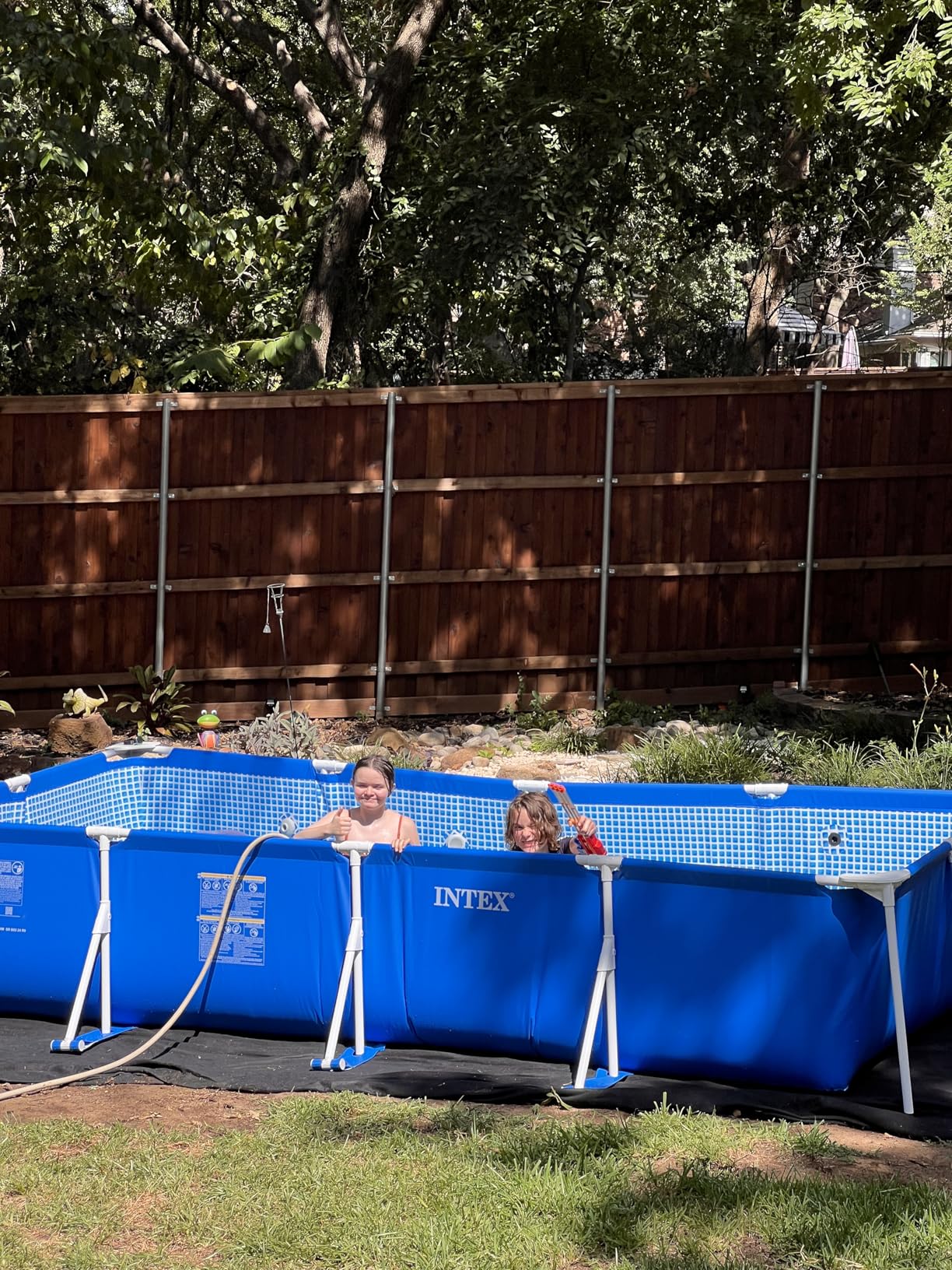 INTEX Rectangular Frame 14 ft 9 in x 7 ft 3 in x 33 in Above Ground Pool, Swimming Pool with Steel Frame and 530 GPH Cartridge Filter Pump customer photo 1